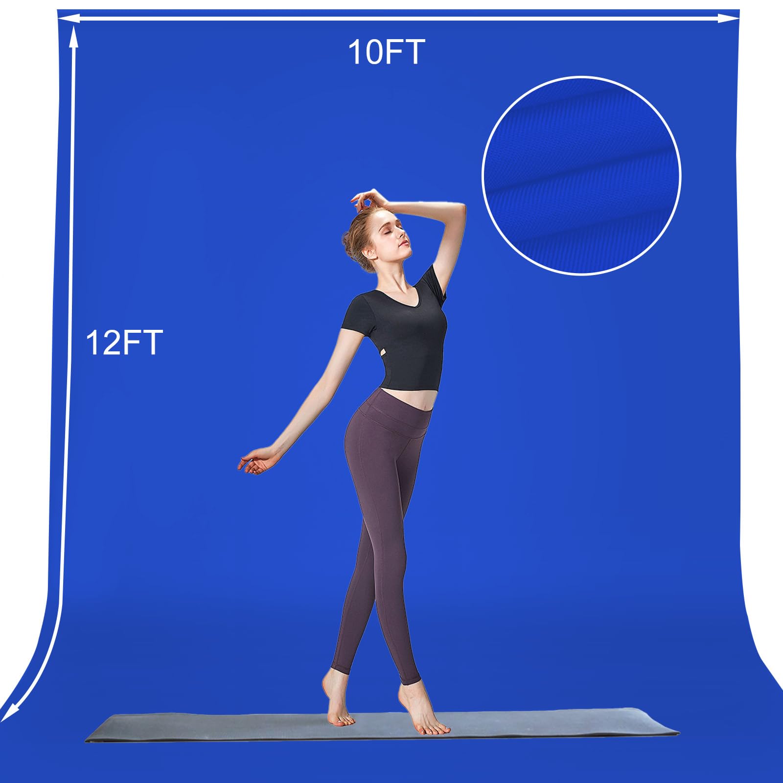 10X12Ft Royal Blue Screen Backdrop For Photography, Large Seamless Polyester Fabric Royal Blue Photo Backdrop Curtain For Portra