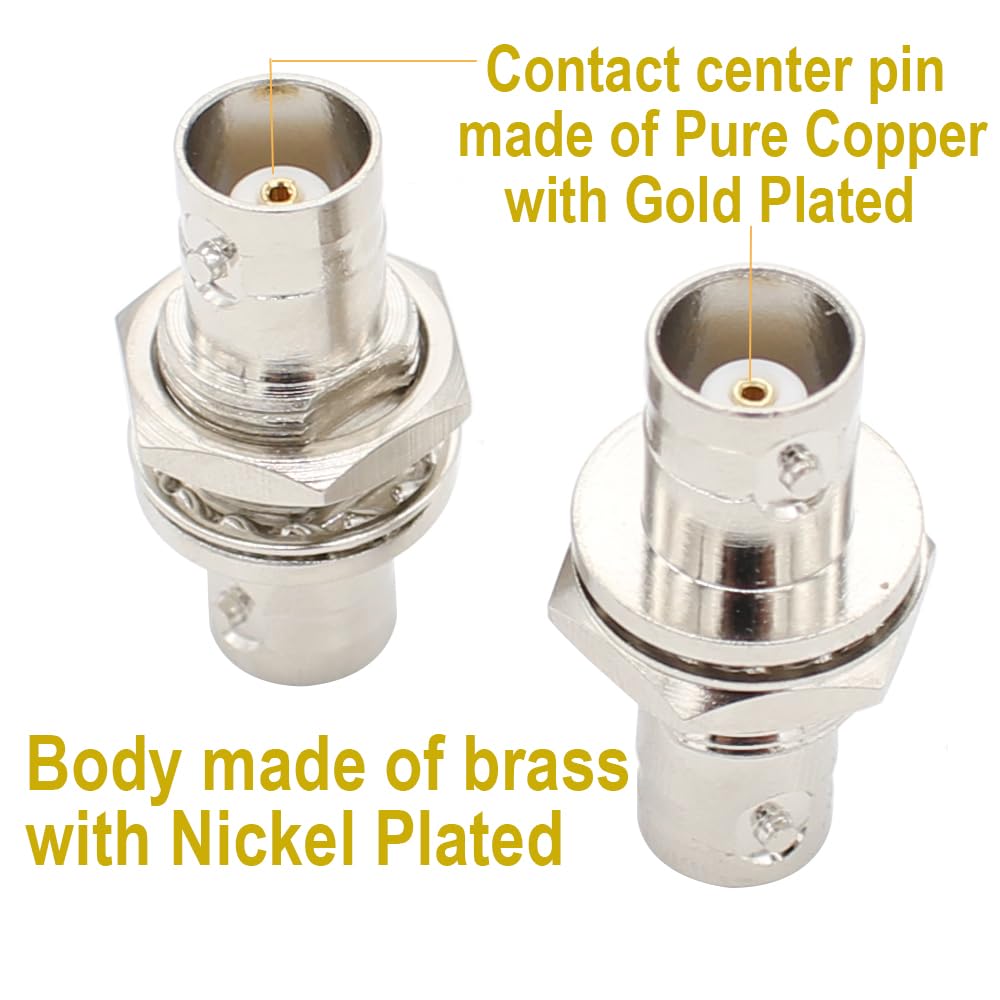 Exgoofit Bnc Female To Female Adapter Bulkhead Connector Coax Extension Bnc Coupler For Cctv Security Camera System  (2 Pack)