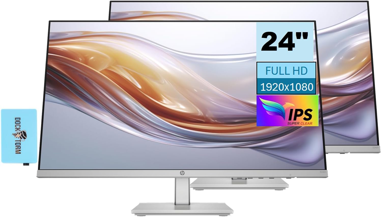 Hp Series 5 524Sh Monitor 94C19Aa#Aba Bundle With Docztorm Dock, 24'' Fhd Ips (1920X1080) Display, 1X Hdmi, 1X Vga, Flicker-Free