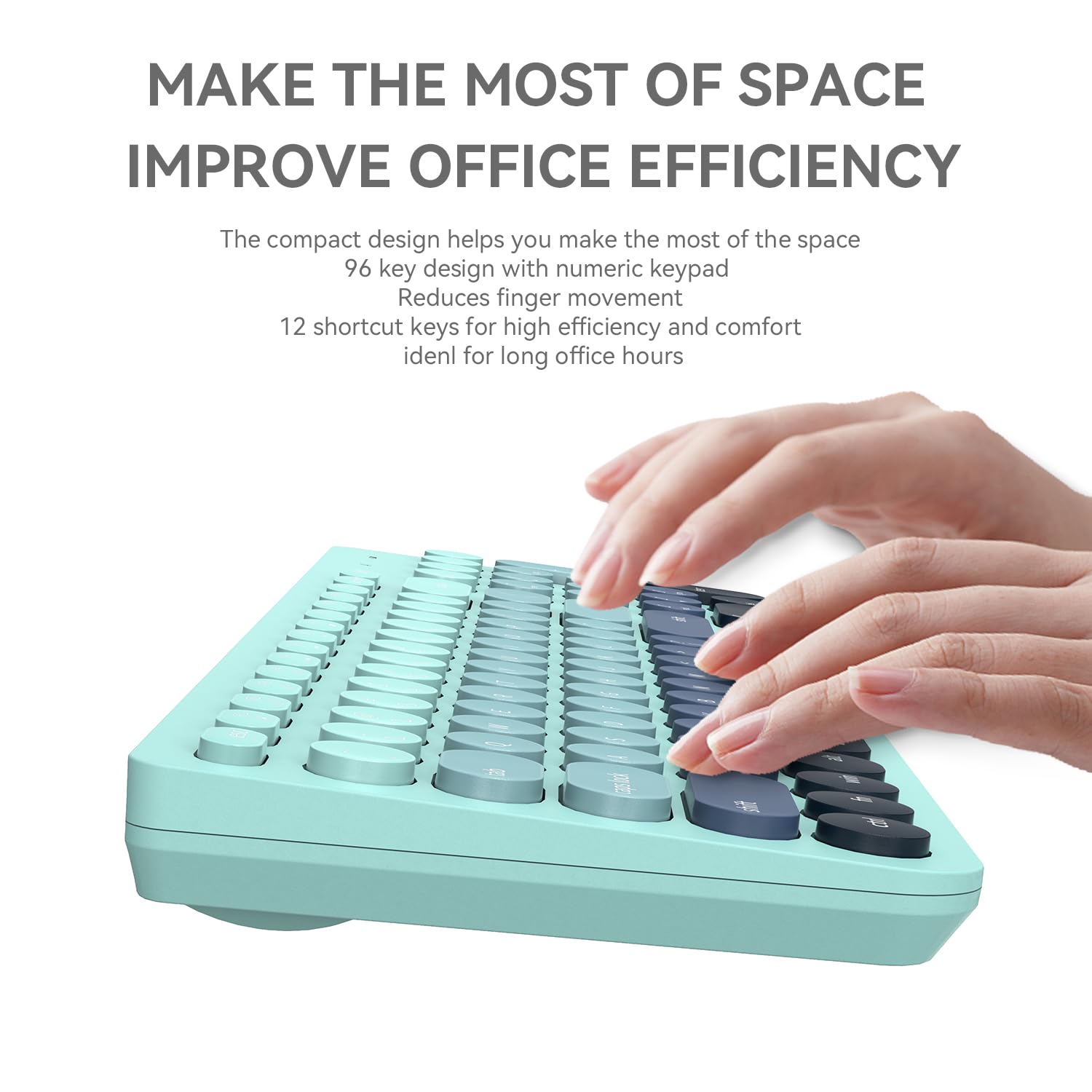 Tkvpjyyi Wireless Keyboard And Mouse Combo, 2.4Ghz Usb Cordless Round Keys Set For Laptop, Computer, Tv (Indigo Blue)