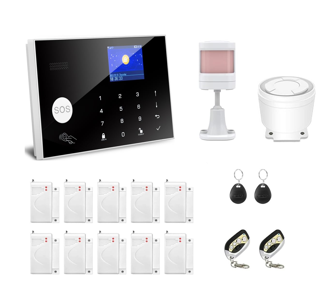 Wifi And Gsm Home Security Alarm System, Door/Window Sensor (X10) Motion Detector (X1) With Smart Life And Tuya App Alert, Works With Google Assistant And Alexa