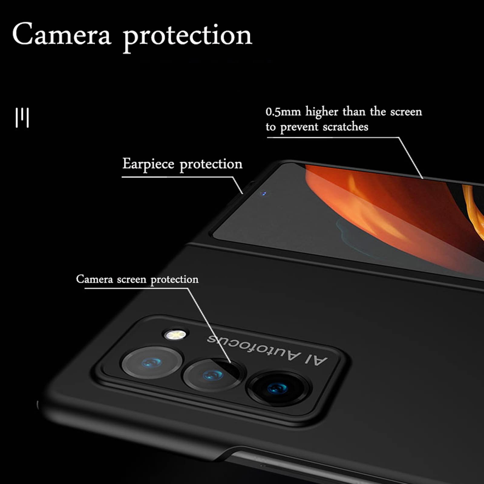 Topsem Case For Samsung Galaxy Z Fold 2 5G,Case With Glass Tempered Film,Ultra Thin Anti Knock Combination Film Hard Matte Shock