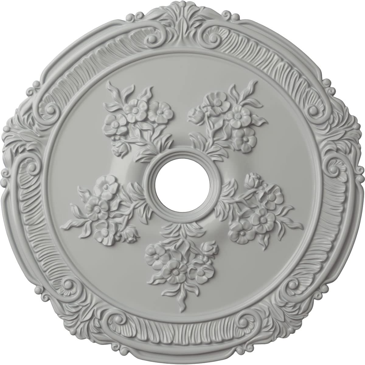 Ekena Millwork Cm26Atfrf Attica With Rose Ceiling Medallion, 26''Od X 3 3/4''Id X 1 1/2''P, Hand Painted Frost