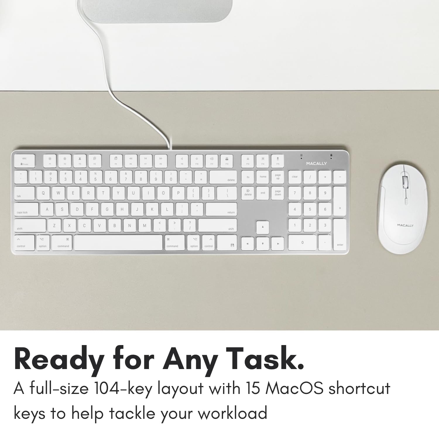 Macally Ultra-Slim Usb Wired Keyboard With Number Keypad For Apple Mac Pro, Macbook Pro/Air, Imac, Mac Mini, Laptop Computers, W