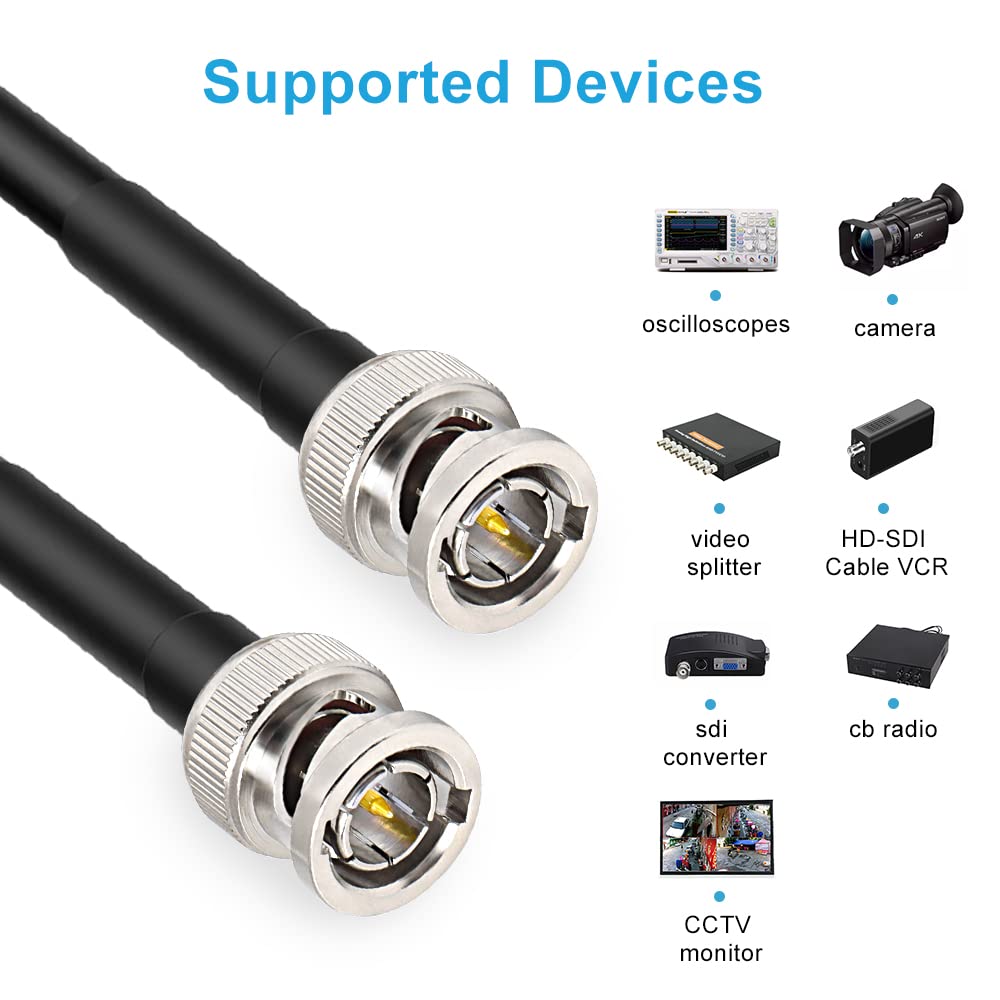 Xrds  Rf Sdi Cable 2Ft, Hd Sdi Cable 75 Ohm Bnc Male To Bnc Male Video Coaxial Cable For Video Surveillance Camera Cctv System 2