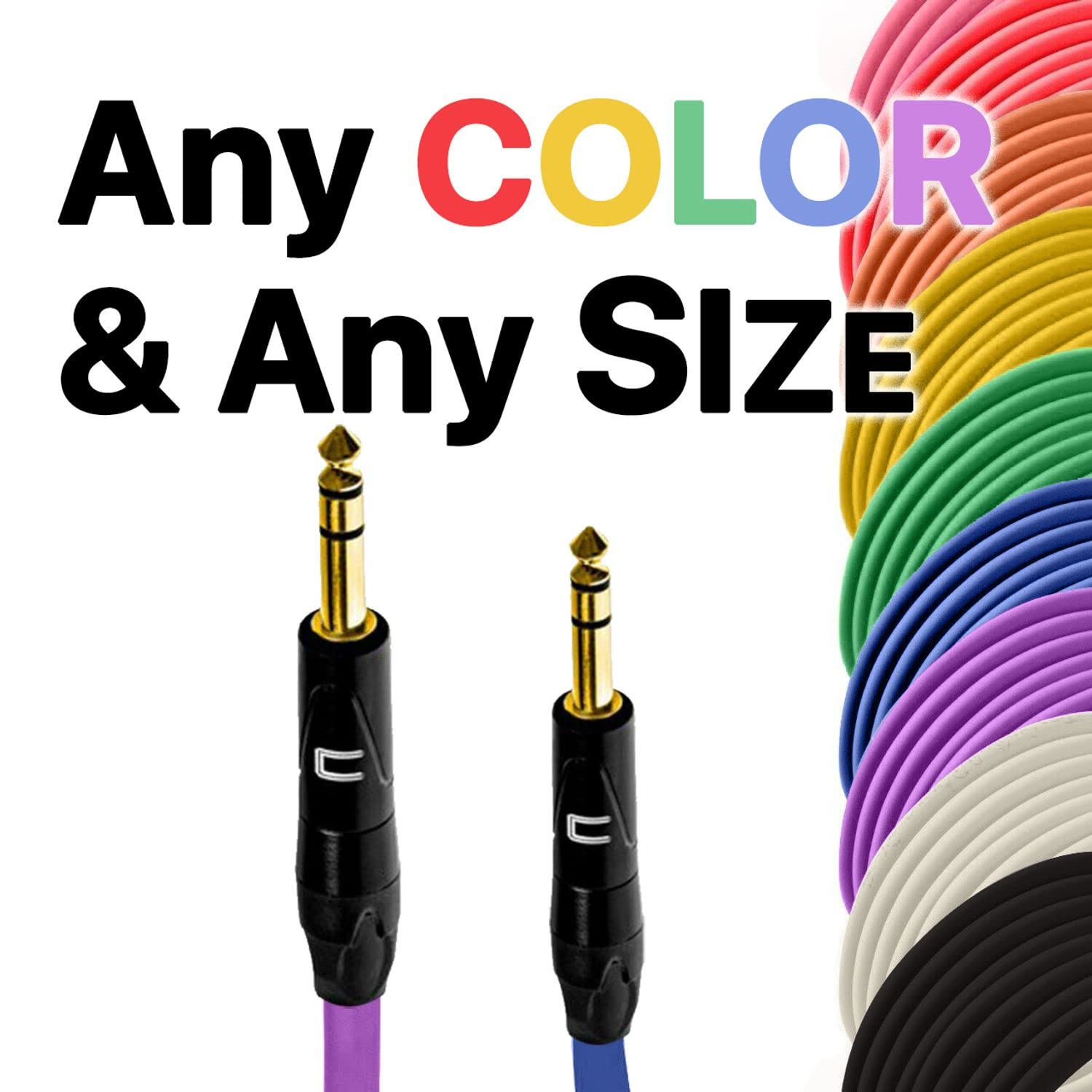 Coluber Cable 1/4 Trs Male To 1/4'' Trs Male   50 Feet   White   1/4 (6.35Mm) Stereo Balanced Male To Male Connector For Powered