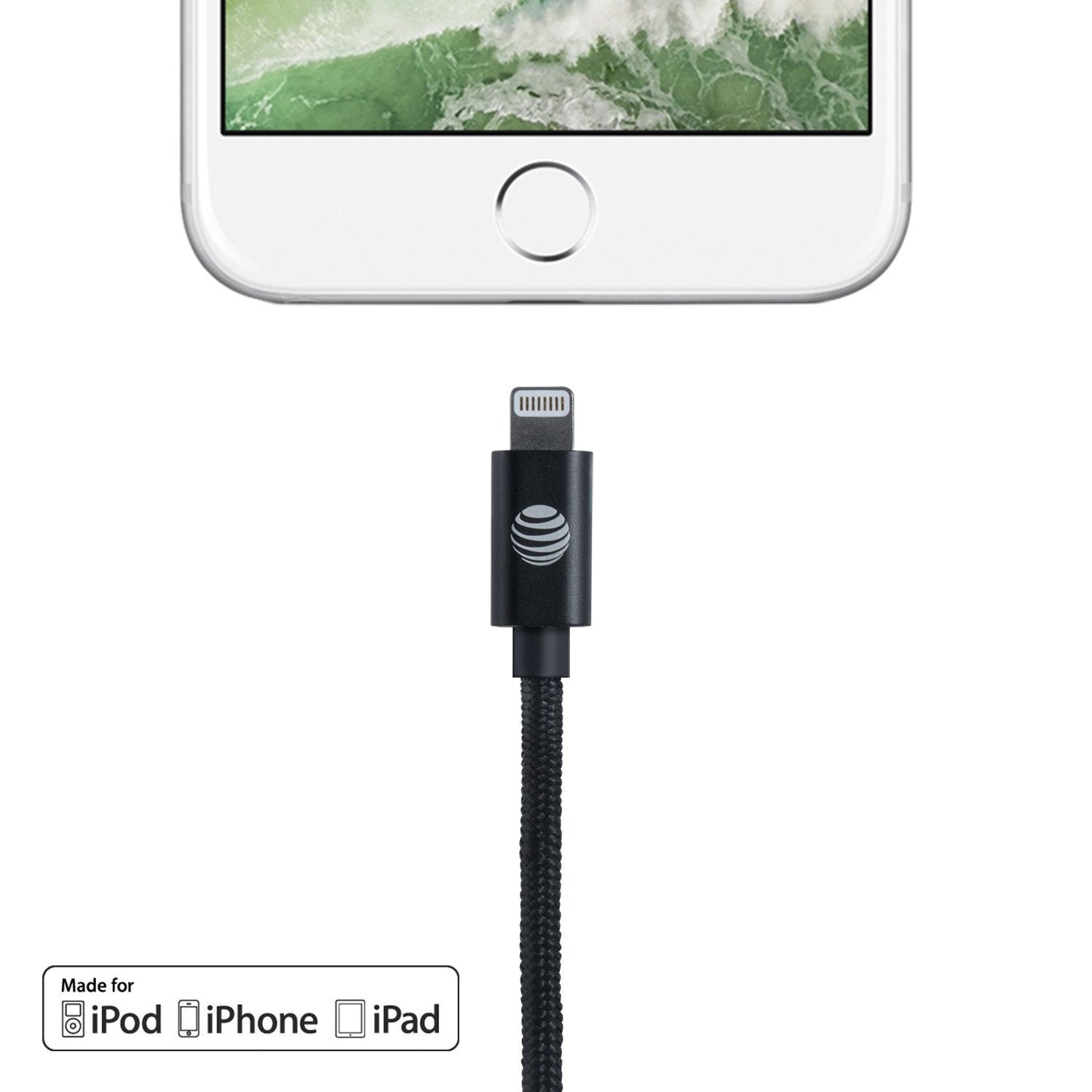 At&T Apple Mfi Certified Lightning Charge And Sync Braided Cable - For All Iphone Devices With Lightning Connector (8-Pin) - 4 F