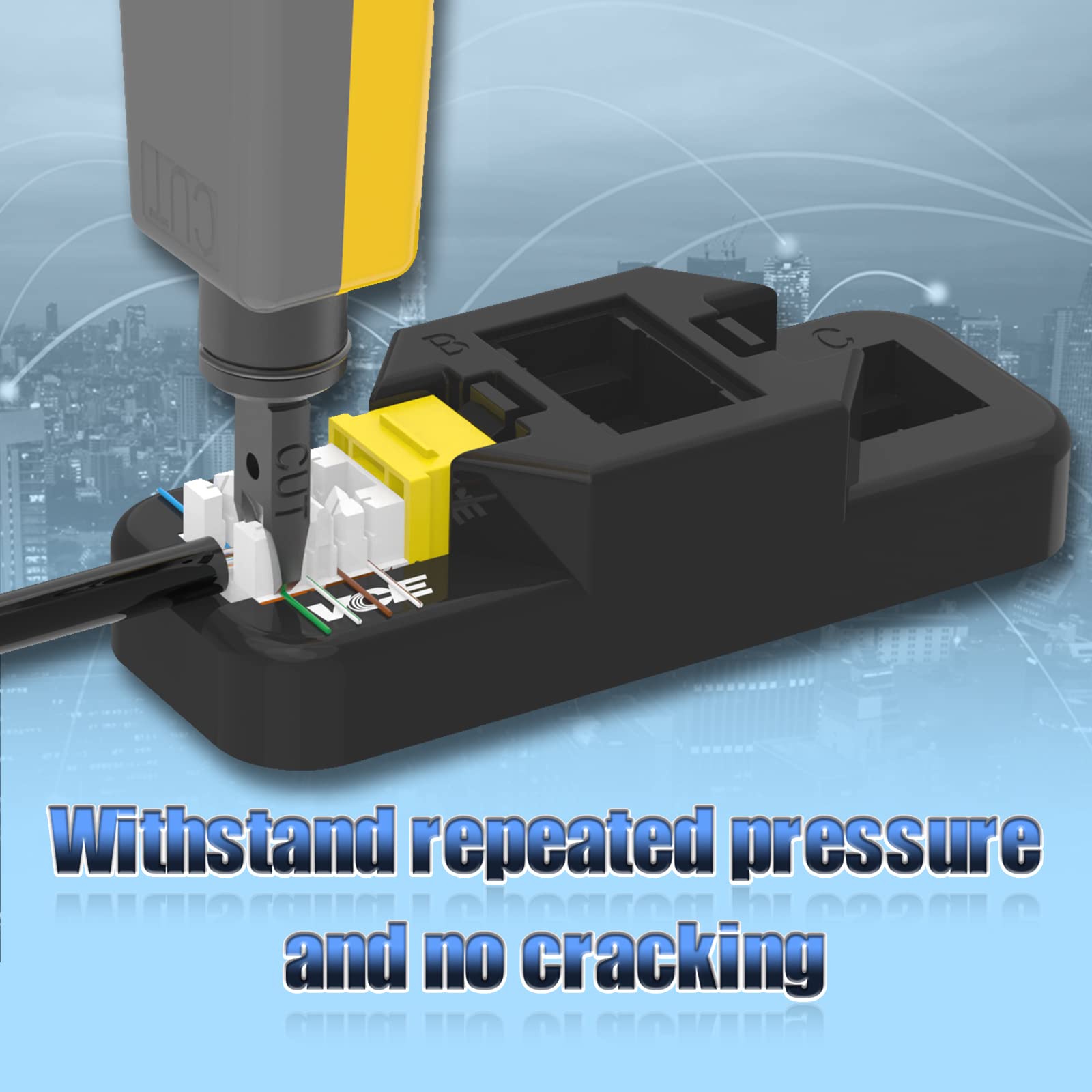 VCELINK RJ45 Cat6 Keystone Jacks Slim Profile 90-Degree UL-Listed 10-Pack Yellow