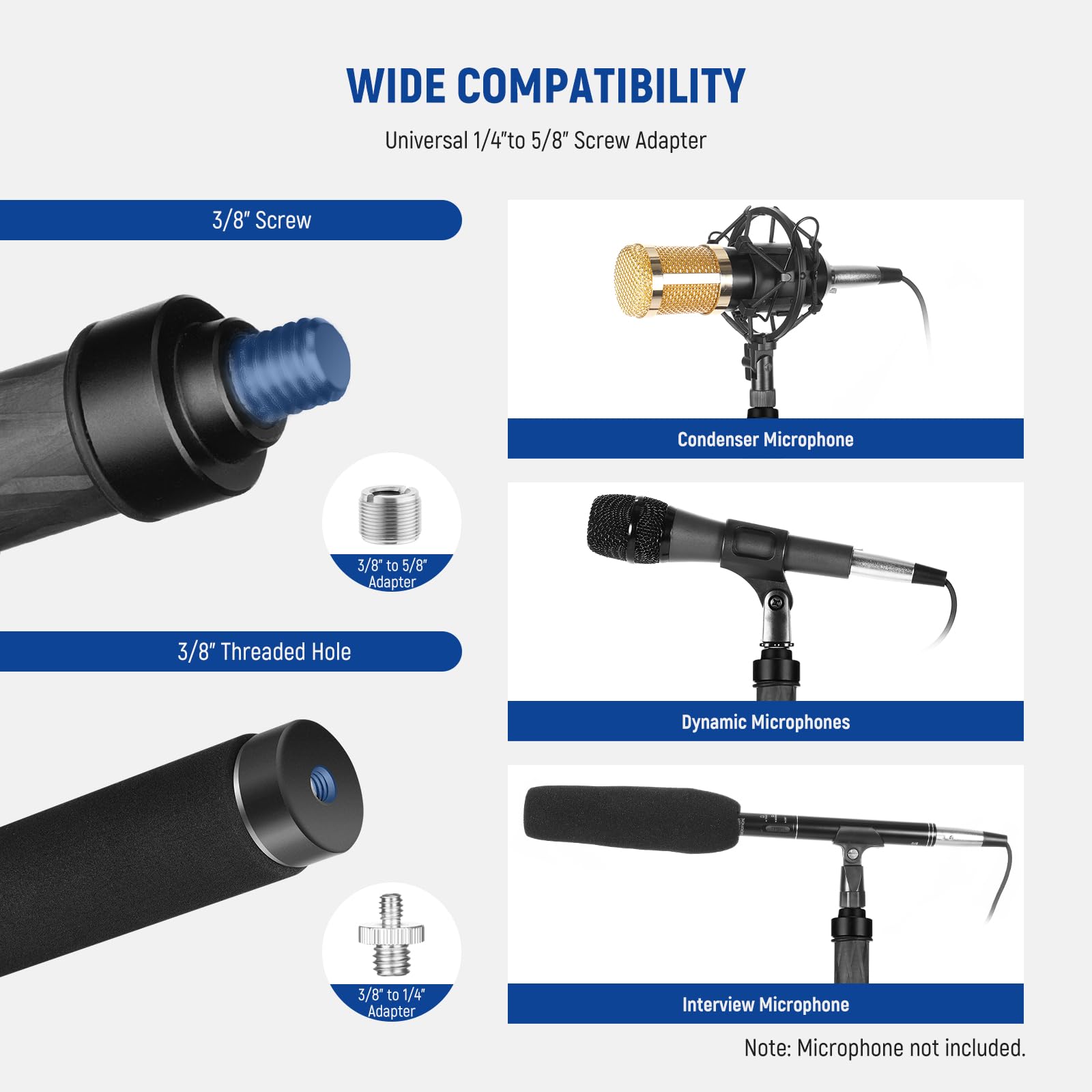 Neewer Upgraded Microphone Boom Pole, 9.8Ft/300Cm Telescopic Carbon Fiber Mic Boom Arm With 5 Sections, 1/4 3/8 5/8 Screw Adapte