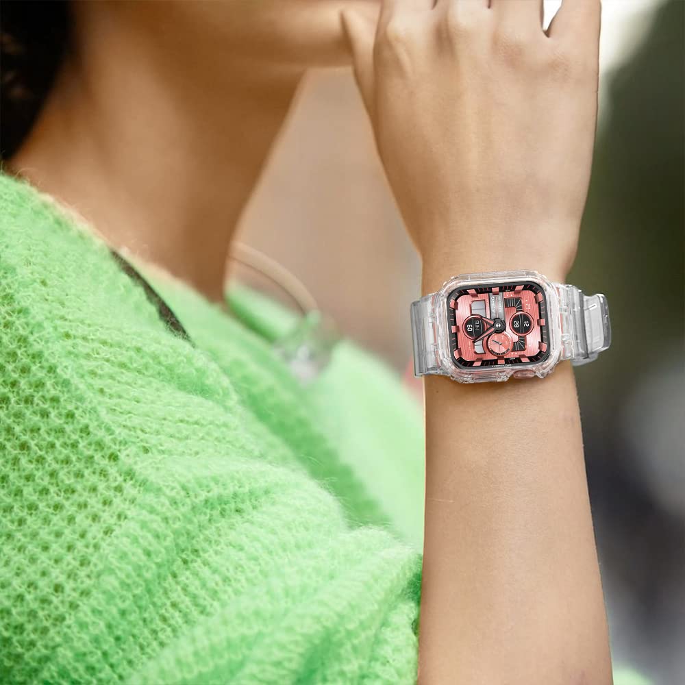 Amband Compatible With Apple Watch Series 9/8/7/Se (2Nd)/Se/6/5/4/3 Bands Clear For Women 41Mm/40Mm/38Mm With Case, Nice Cute Cr