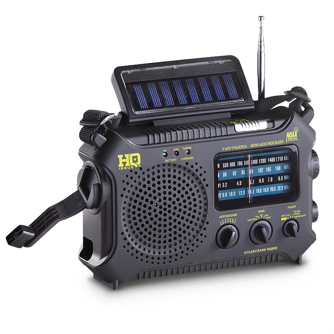 Hq Issue Dynamo Emergency Radio Hand Crank Solar Portable W/Am Fm, Noaa Weather Alert, Shortwave, & Flashlight, Black Black