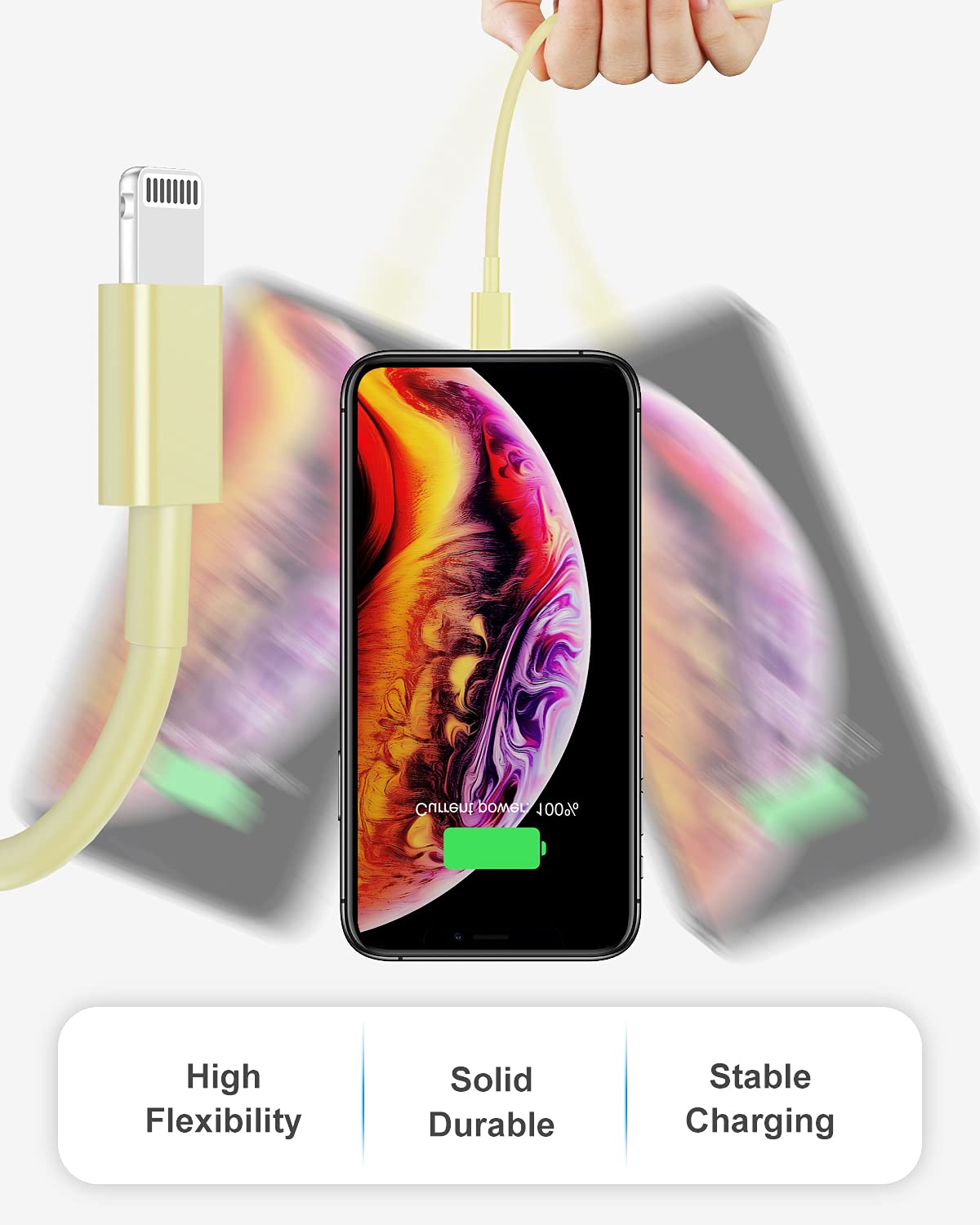 4 Pack [Apple Mfi Certified] Apple Charging Cables 6Ft, Iphone Chargers Lightning Cable 6 Foot, Fast Iphone Charging Cord For Iphone 14/14Pro/13/13Pro/12/11/11Pro/11Max/ X/Xs/Xr/Xs Max/8, Ipad(Yellow)