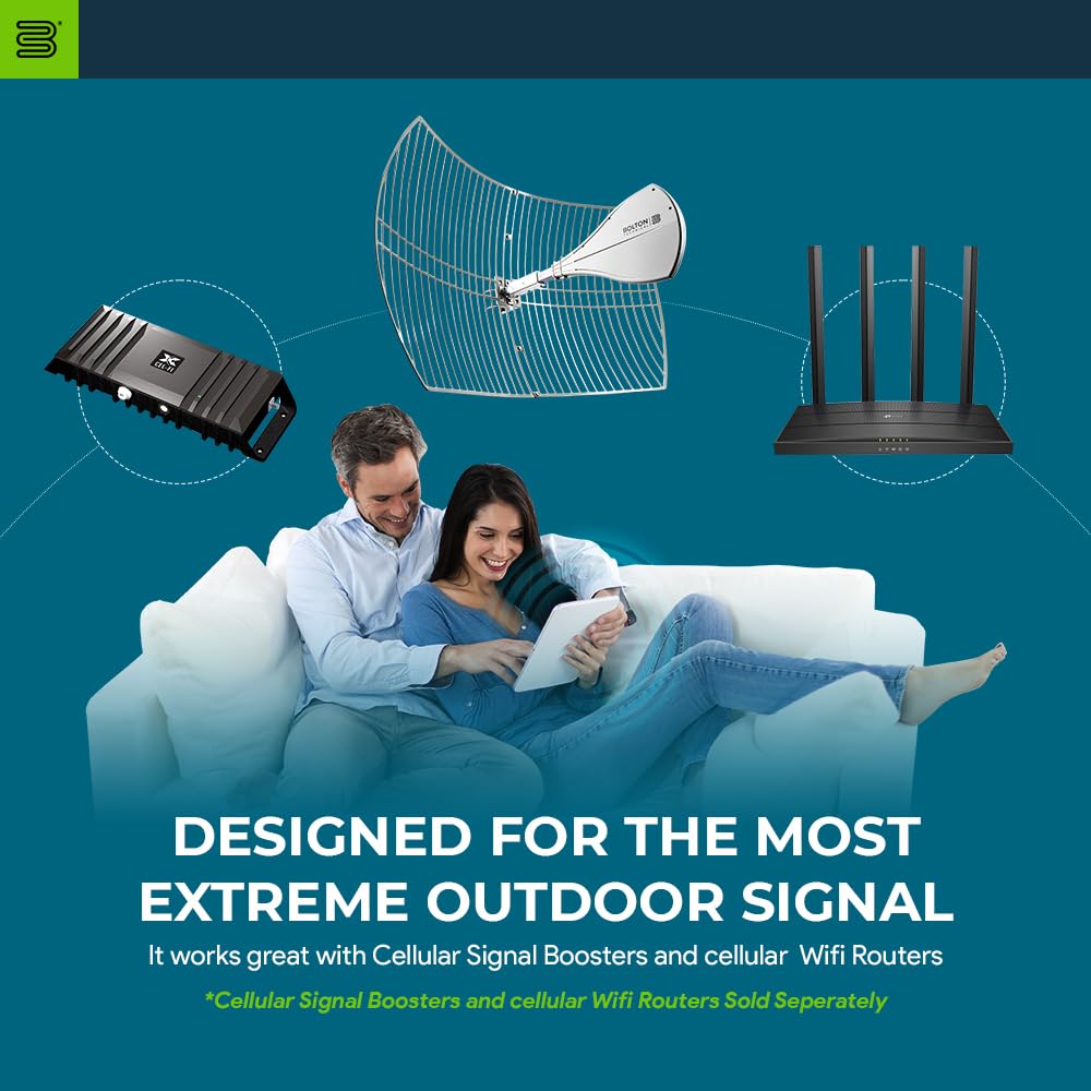 Bolton Technical Long Ranger Antenna (Bt974822) | Parabolic   Over 20 Miles Range | All Cell Bands: 5G, 4G, Lte | Wifi 2.4/5 Ghz Wifi 6 | High Gain Cellular/Wifi Antenna Up To +28 Db | All Carriers