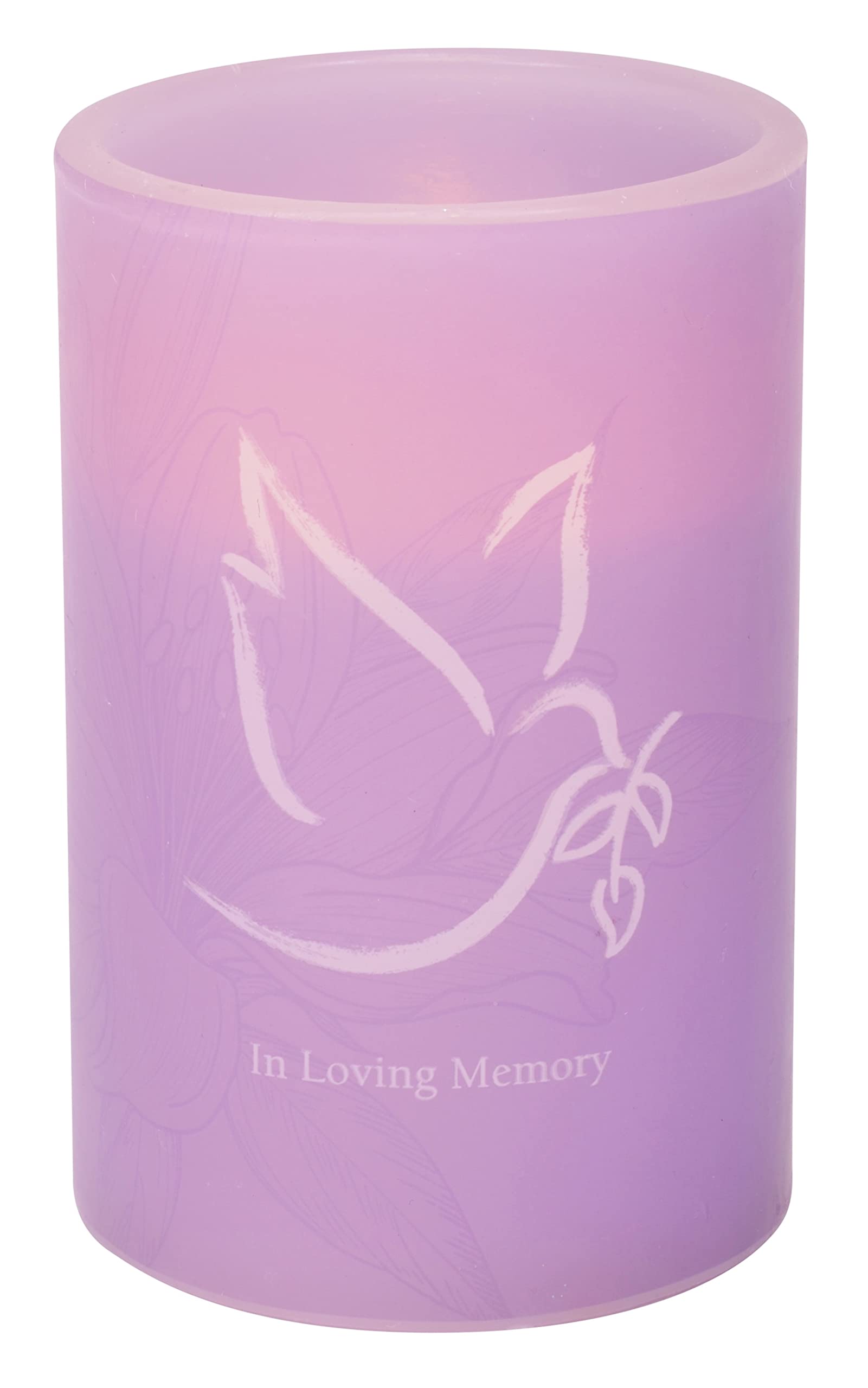 Mark Feldstein & Associates in Memoriam Quote Dove of Peace Flameless LED Remembrance Candle Pillar, 4 x 6 Inch
