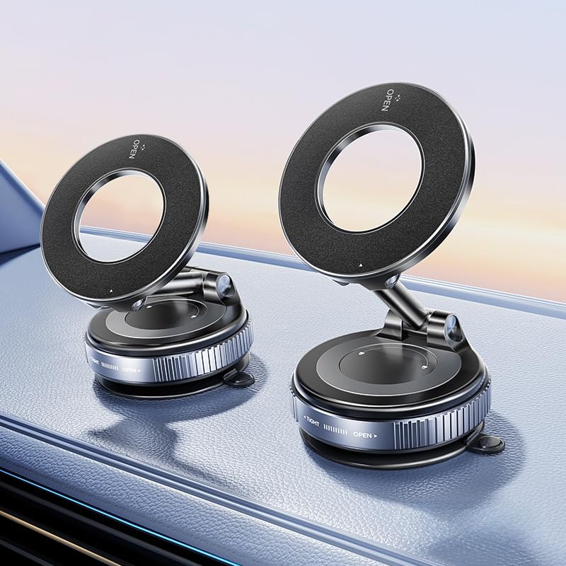 Dreambee Vacuum Magnetic Car Phone Holder-360Rotatable Car Suction Cup Phone Mount For All Smartphones On Smooth Surfaces(80+Lbs