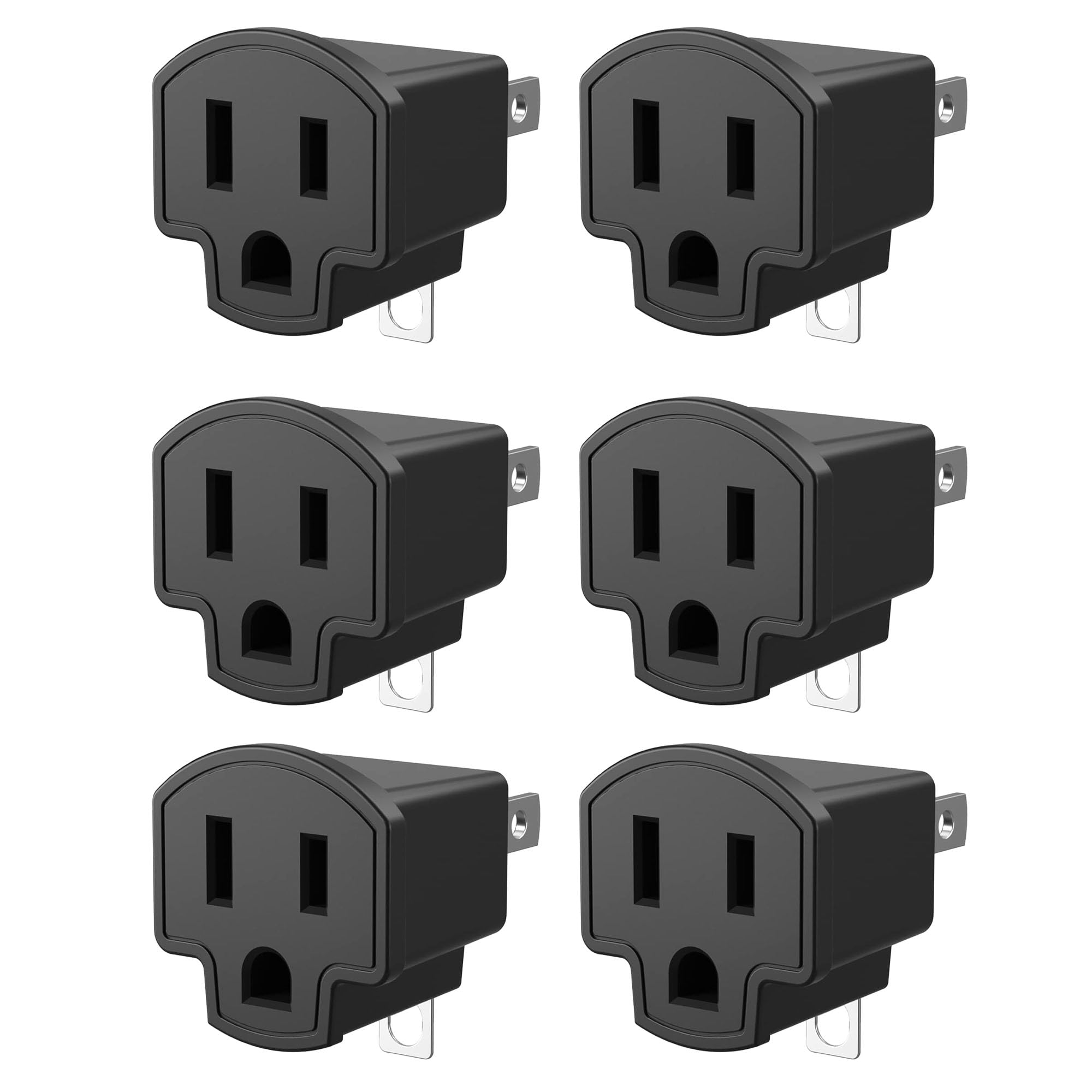 Hozzx 3 Prong To 2 Prong Adapter, 6 Pack Etl Listed Polarized Grounding Converter, Fireproof Material Wall Outlet Converter, Por