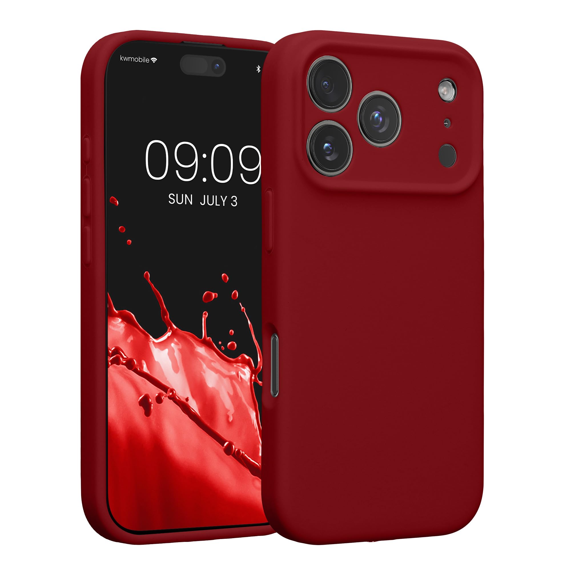 kwmobile Case Compatible with Apple iPhone 17 Pro Case - Slim TPU Silicone Phone Cover - Soft Touch Finish - Rhubarb Red