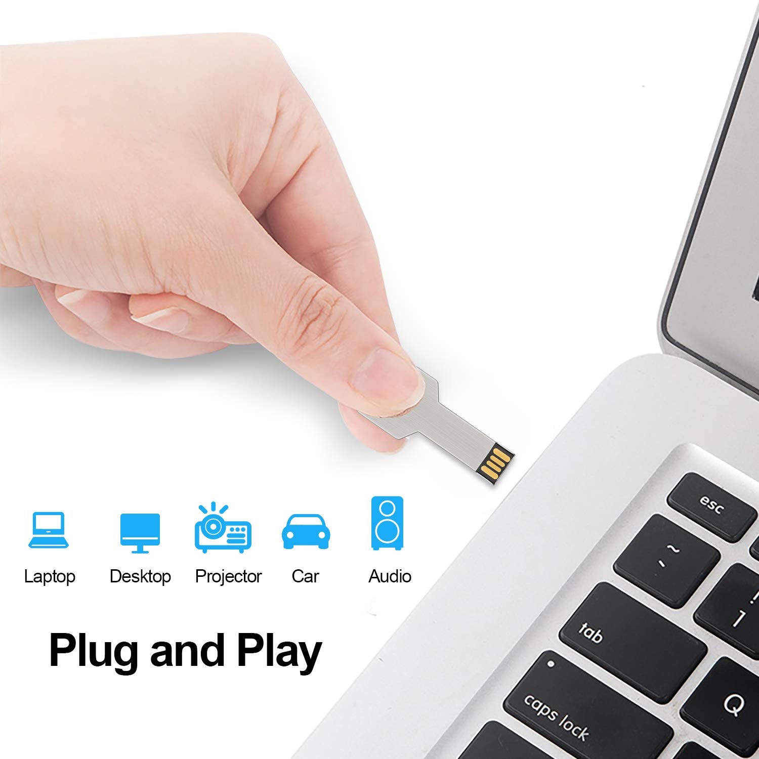 K&Zz 32Gb Key Flash Drive Usb Thumb Drives Metal Key Shaped Usb Drive Usb Stick Usb Storage Key Shaped Memory Stick, Silver
