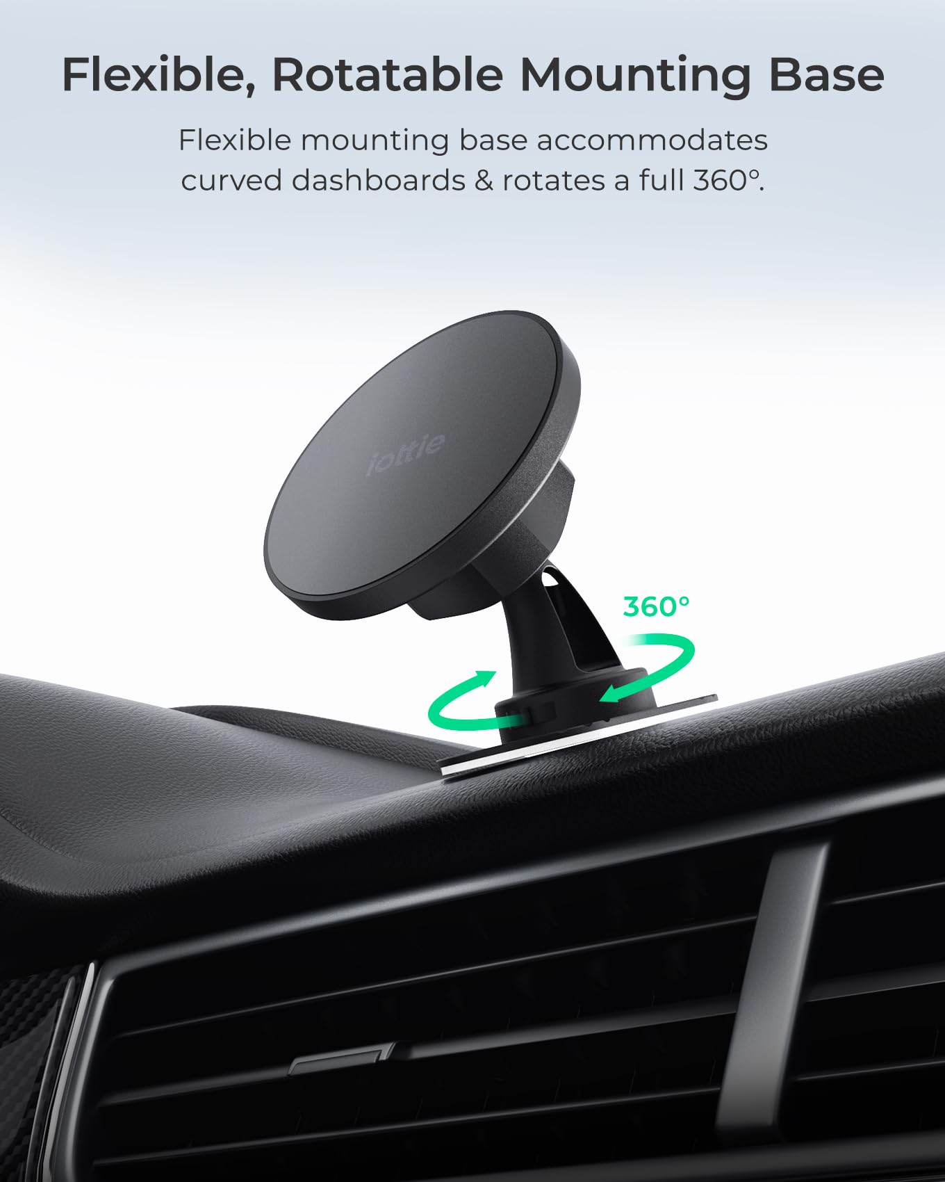 Iottie Itap 3 Magnetic Flush Mount Car Mount Phone Holder With Magnetic Ring Adapter. Compatible With Magsafe, Iphone, And Andro