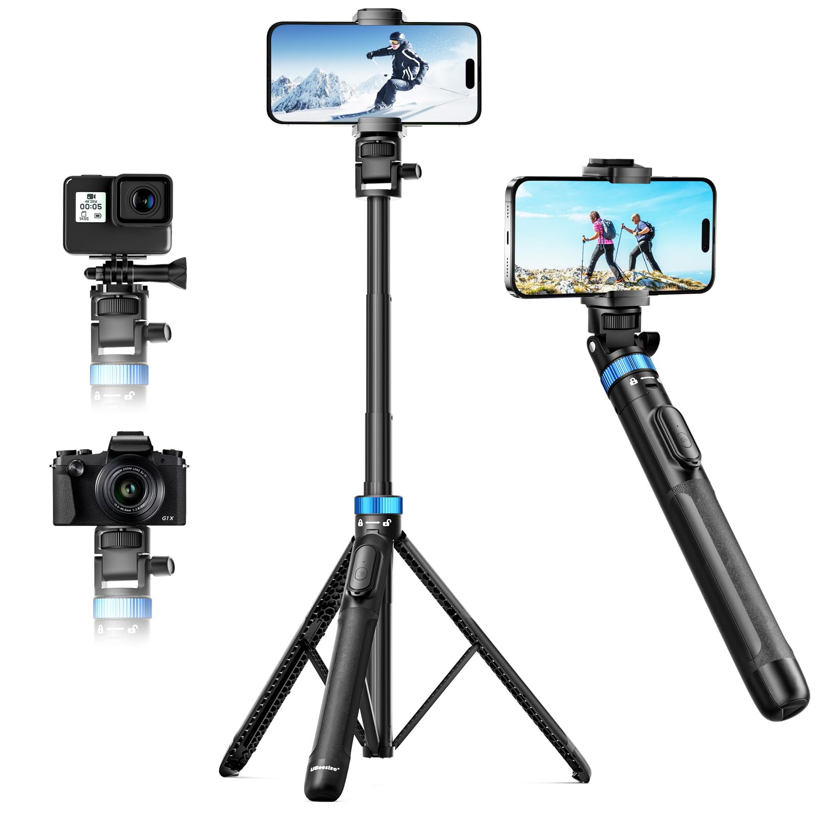 UBeesize 72 Phone Tripod - Tripod for iPhone & Selfie Stick with Phone Holder & Remote - Upgraded, Stable & Portable Stand for i