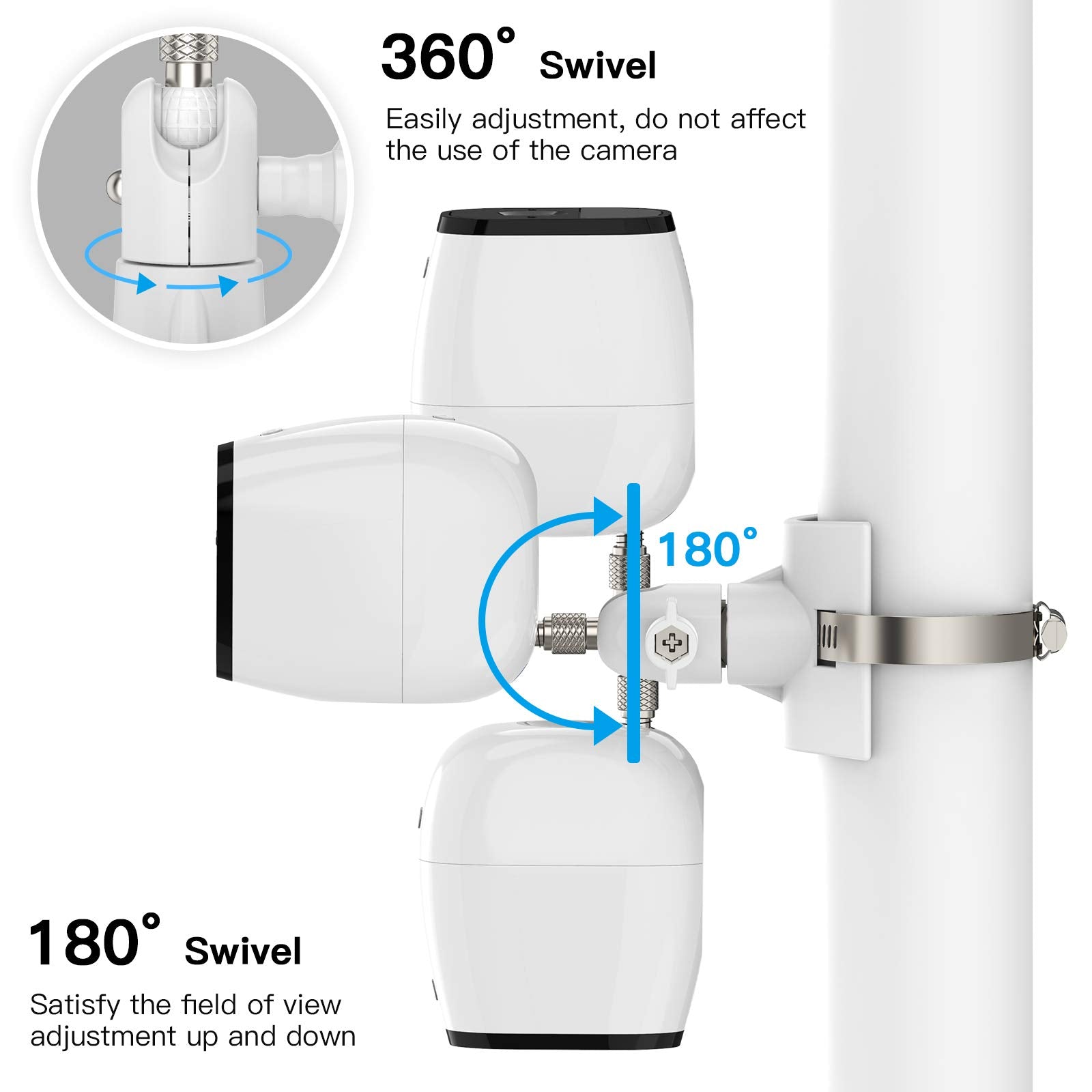 Outdoor Camera Mount For Arlo Pro 5S/Pro 4/Pro 3/Ultra 2/Essential Xl, For Eufycam 2C/2C Pro And More 1/4�� Threaded Camera No Drill Pole Mount(White, 1 Pack)