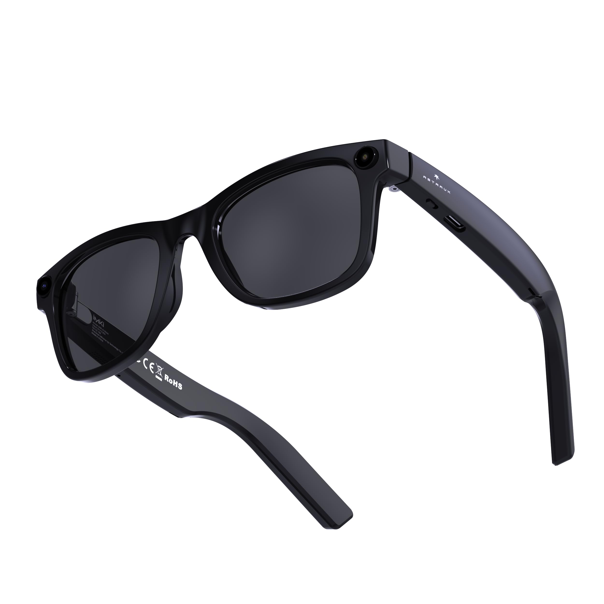 IMIKI AI Smart Glasses, 8MP Camera EIS Anti-Shake for Outdoor (Black)