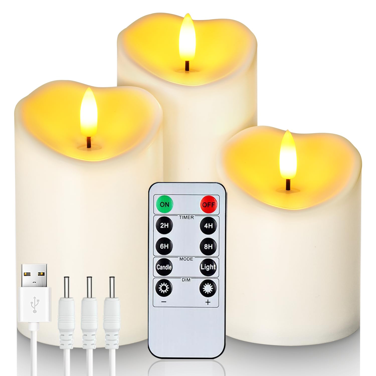 Homemory Rechargeable Flameless Candles, Led Candles, Battery Operated Candles With Remote And Timers, Outdoor Waterproof, Long