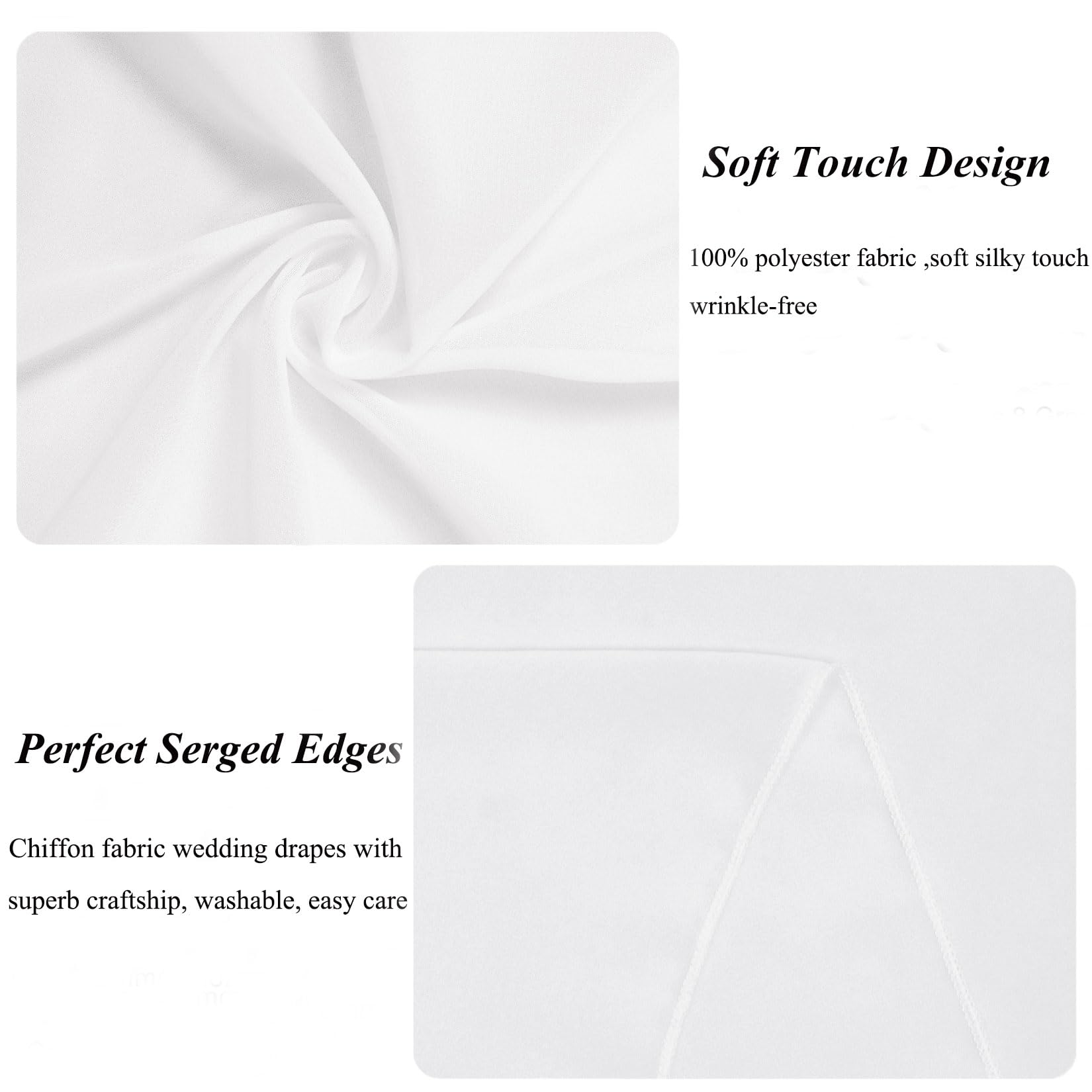 Fuhsy Wedding Arch Draping White Drapes Sheer Fabric Chiffon Curtains For Backdrop 1 Panel 20Ft Wedding Drapery For Ceremony Swa