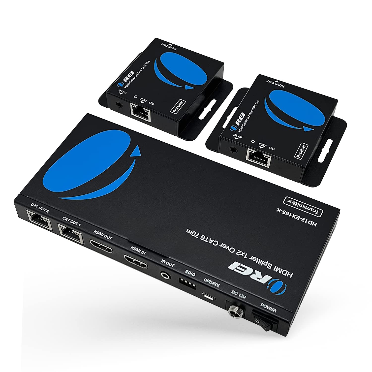 OREI 4K 1x2 HDMI Over ethernet Extender Splitter Over CAT6/7 ethernet Cable 4K@30Hz up to 165 ft - 1 in 2 Out, 1080P@60Hz Upto 2