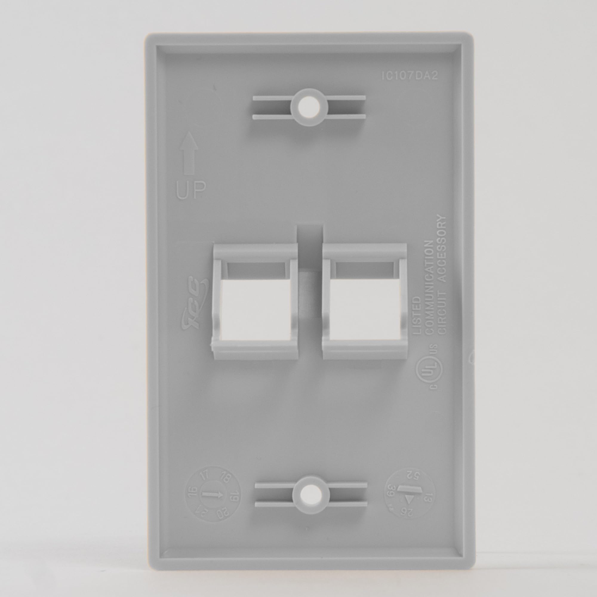 ICC Angled Faceplate with Two Angled Ports for EZ�/HD Style in Single Gang, White