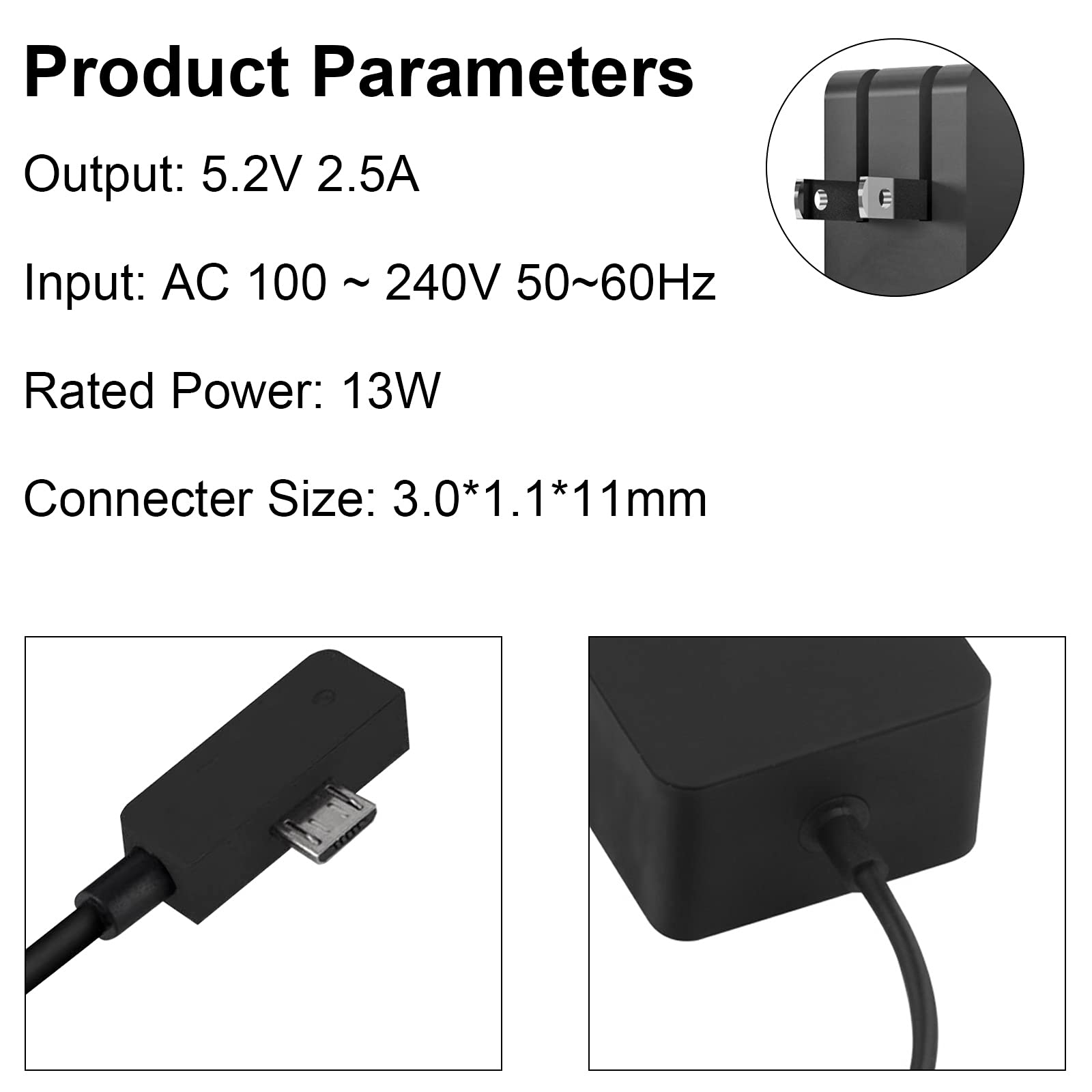 Fancy Buying 13W 5.2V 2.5A Surface 3 Charger Ac Power Adapter For Microsoft Surface 3, Model 1623 1624 1645 Tablet With Usb Charging + Charger Cord(Not Compatible With Surface3 Pro)