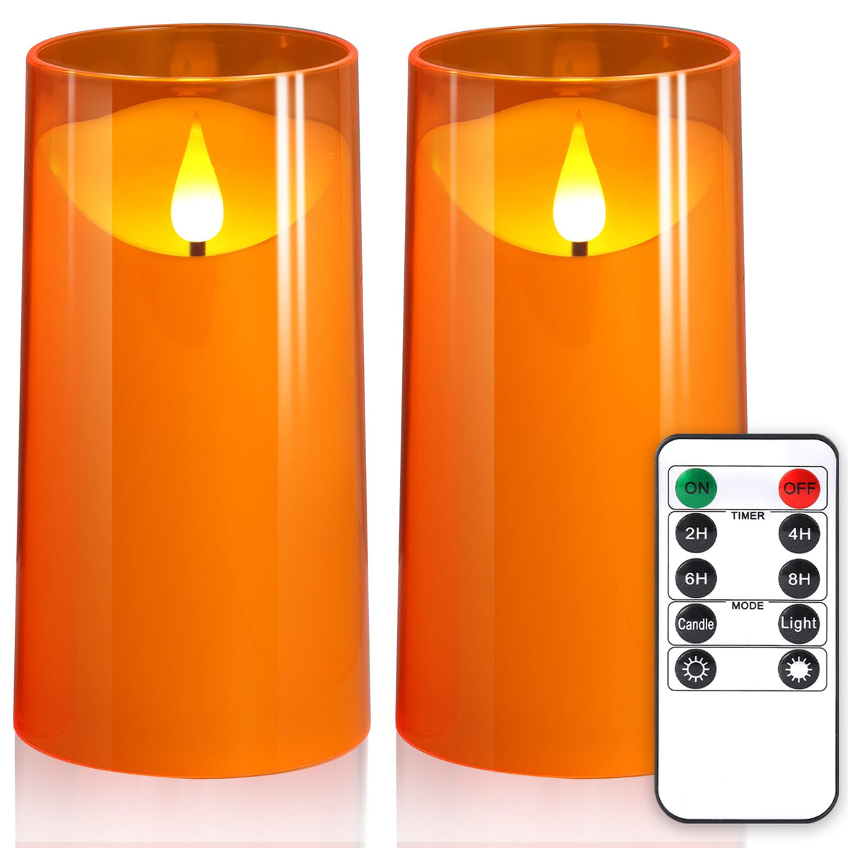 Nurada Flameless Candles: 3D Wick Unbreakable Acrylic Battery Operated Led Pillar Candles - Battery Candles With Remote And Time
