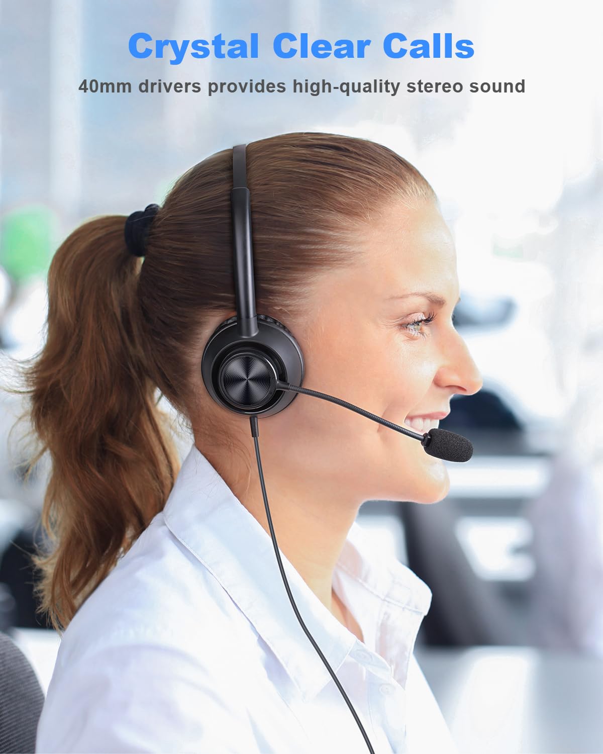 Usb Headset With Microphone For Pc, Computer Headset With Mic, Wired Headset With Usb A & Usb C, Mute, In Line Controls Call Center Headset For Work Pc Laptop Office Phone Meeting Zoom Skype