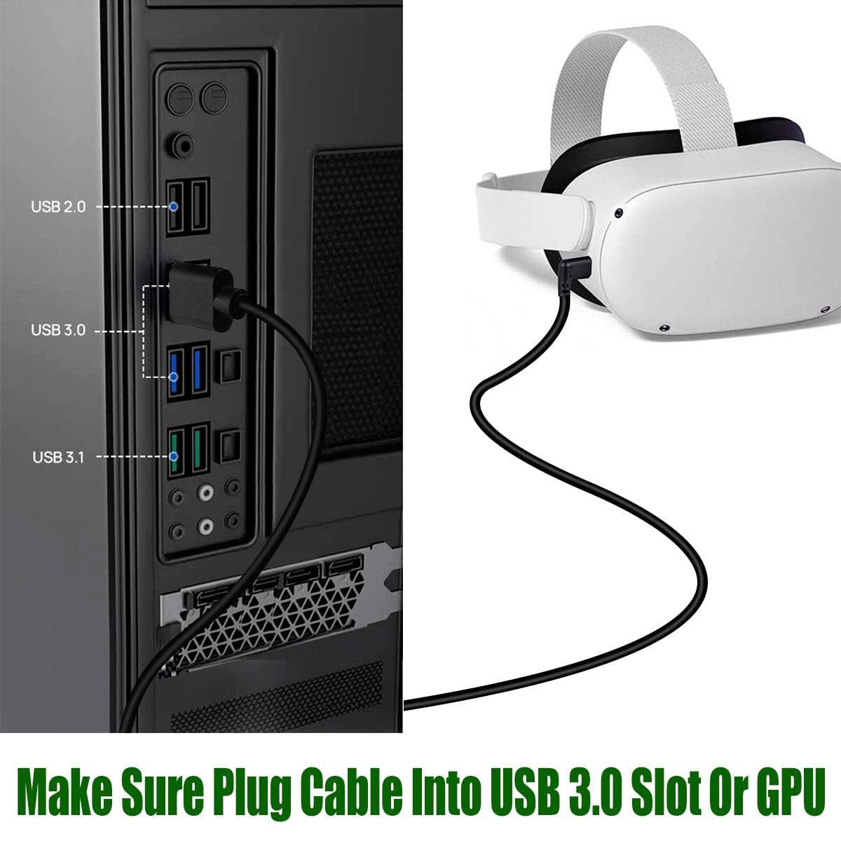 W Wdx Mast Dynapoint Limited Vr Link Cable,Compatiblewith Oculus Quest 2/Quest 3 Link Cable 26Ft,Usb 3.1 To Usb C For Quest 2/Steam Vr Virtual Reality Headset Game Connection Pc,8M