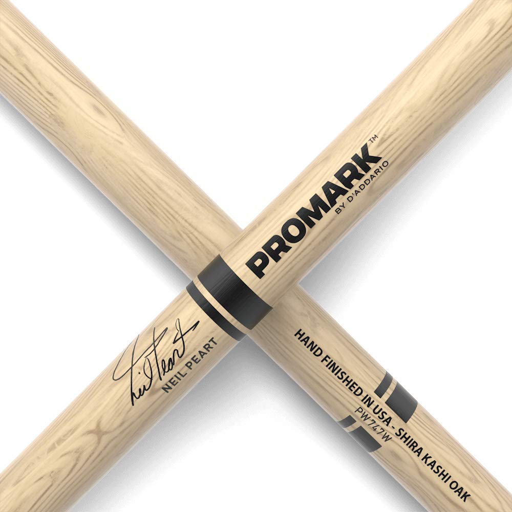 Promark Neil Peart 747 Shira Kashi Oak Drumsticks, Wood Tip, Buy 3 Pairs Get 1 Free