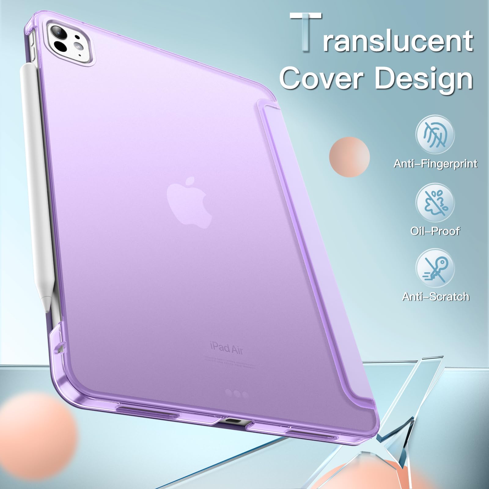 Jetech Case For Ipad Pro 11-Inch M4 (2024), Slim Stand Hard Back Shell Smart Cover With Auto Wake/Sleep (Purple)