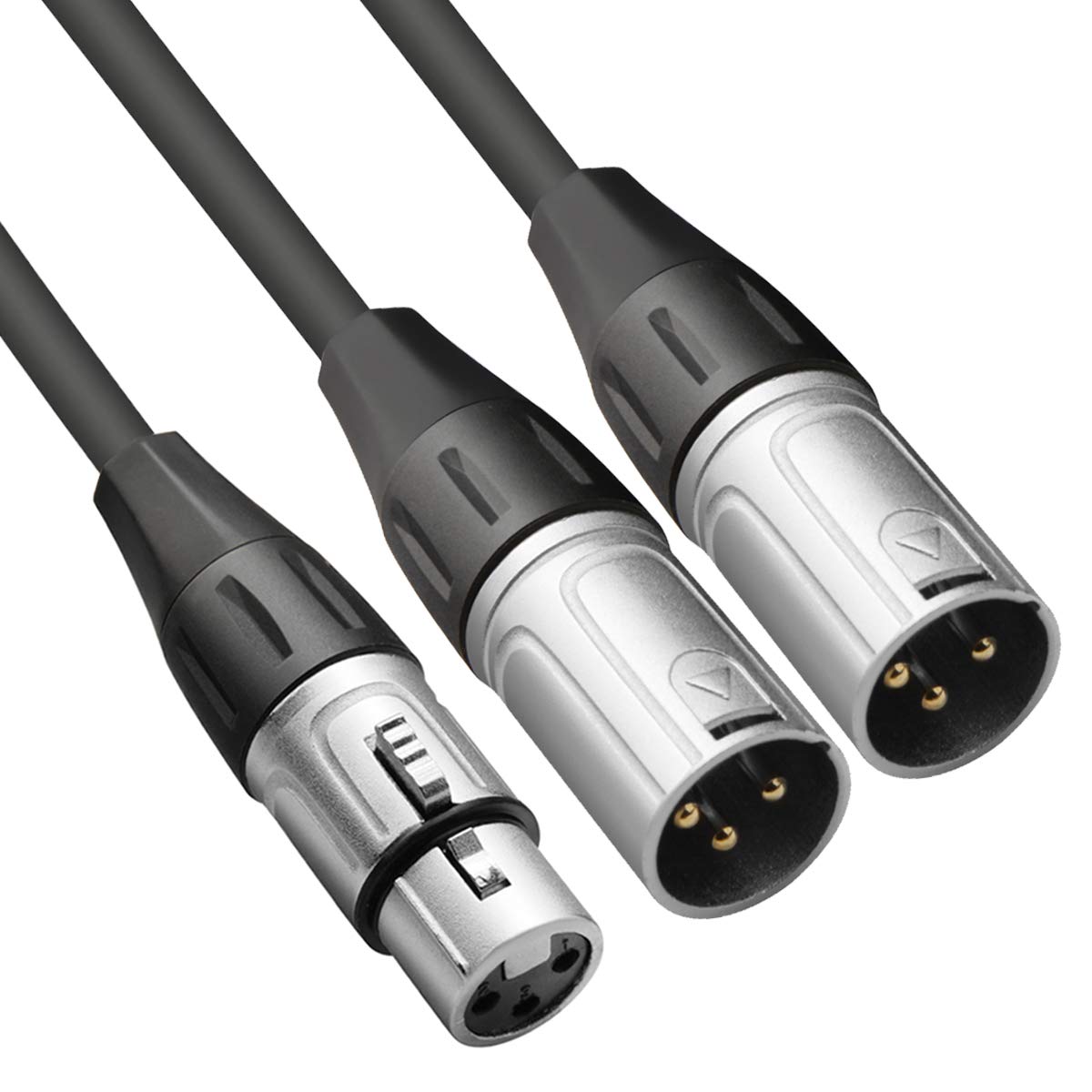 Tisino Xlr Splitter Cable, 1 Xlr Female To 2 Xlr Male Patch Y Cable Balanced Microphone Splitter Cord Audio Adaptor   5 Feet