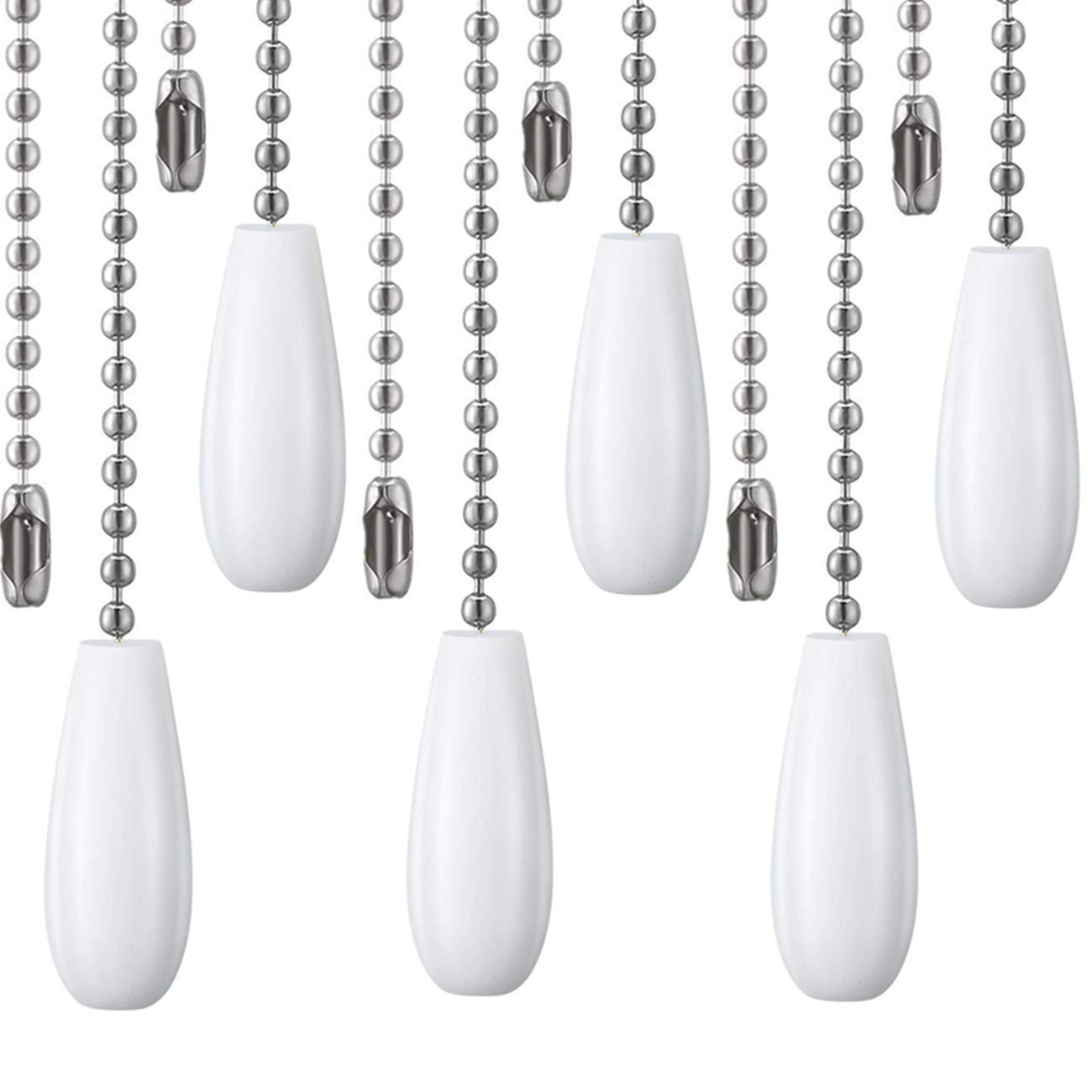 Ceiling Fan Chain Pulls White Wooden Pull Chain Extension for Ceiling Light Fan Chain 6 Pack