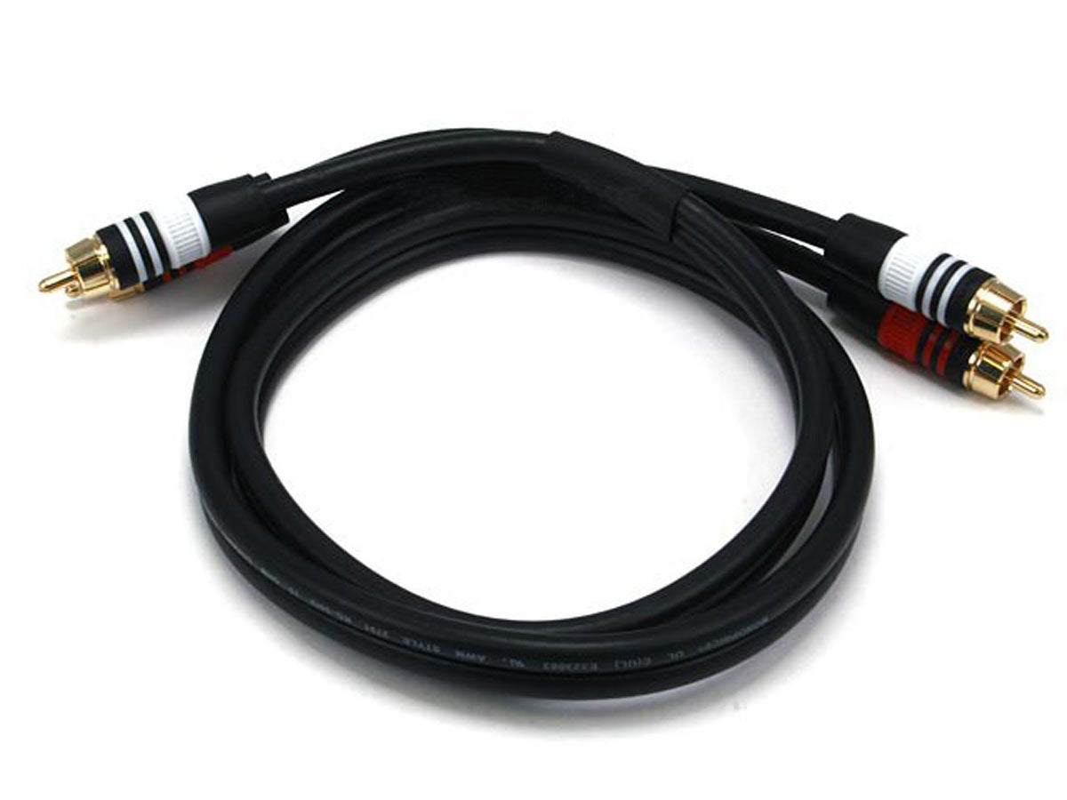 Monoprice Premium Two Channel Audio Cable   3 Feet   Black | 2 Rca Plug To 2 Rca Plug 22Awg, Male To Male