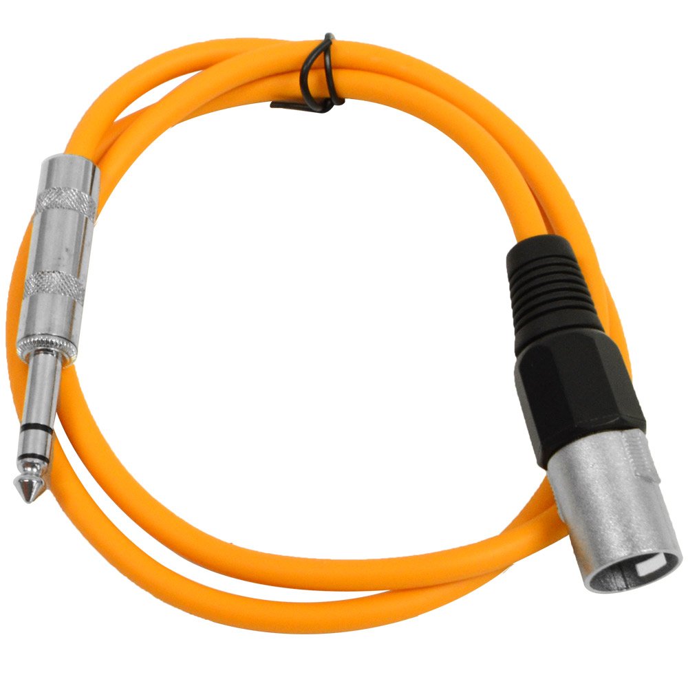Seismic Audio Satrxl-M2Orange6 2-Feet Xlr Male To 1/4-Inch Trs Patch Cables - Orange