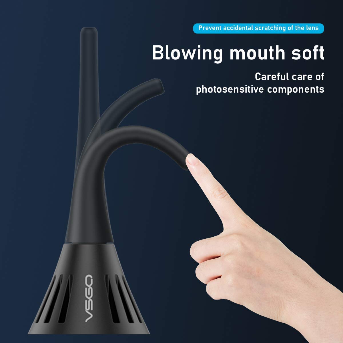 Vsgo Soft Tip Strong Air Blower, Single Air Intake Camera Lens Blower, With Self Suction Cup Compatible For Reflector, Focusing