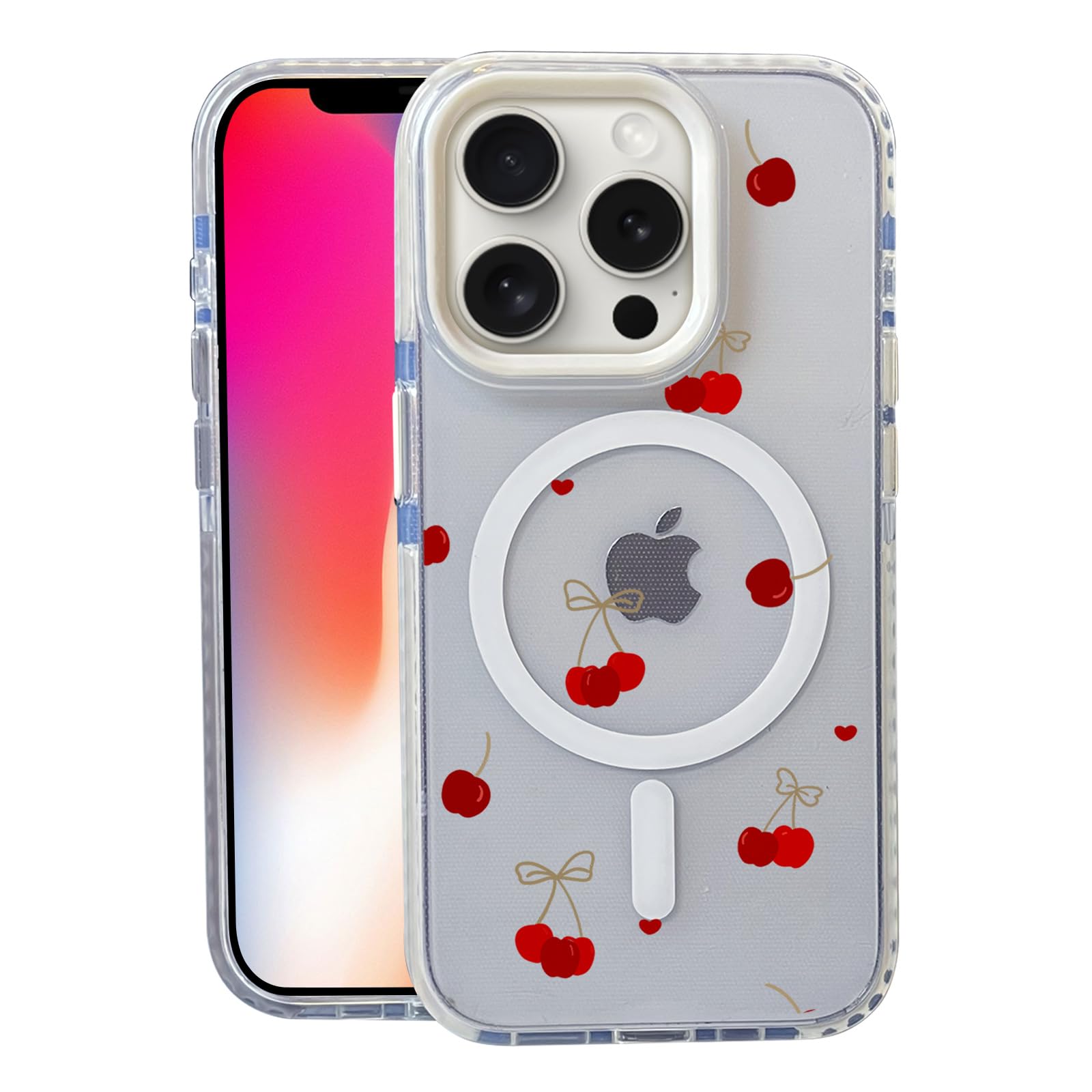 Nimeey Cherry for iPhone 14 Pro Max Case,MagSafe Compatible,Matte Soft Slim Shockproof Cover,Anti-Fingerprint,Anti-Yellowing,Ant