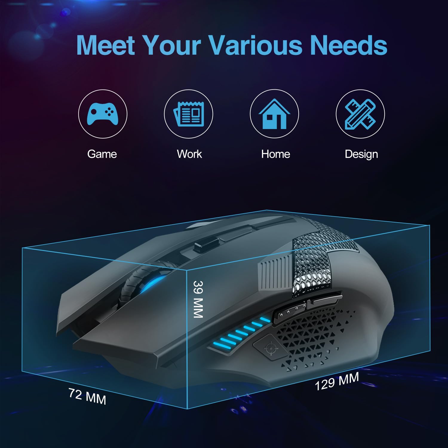 Tecknet Wireless Mouse, Usb Cordless Computer Mouse With 8 Buttons, Ergonomic Design, High Precision 5 Adjustable Dpi For Pc/Mac/Laptop