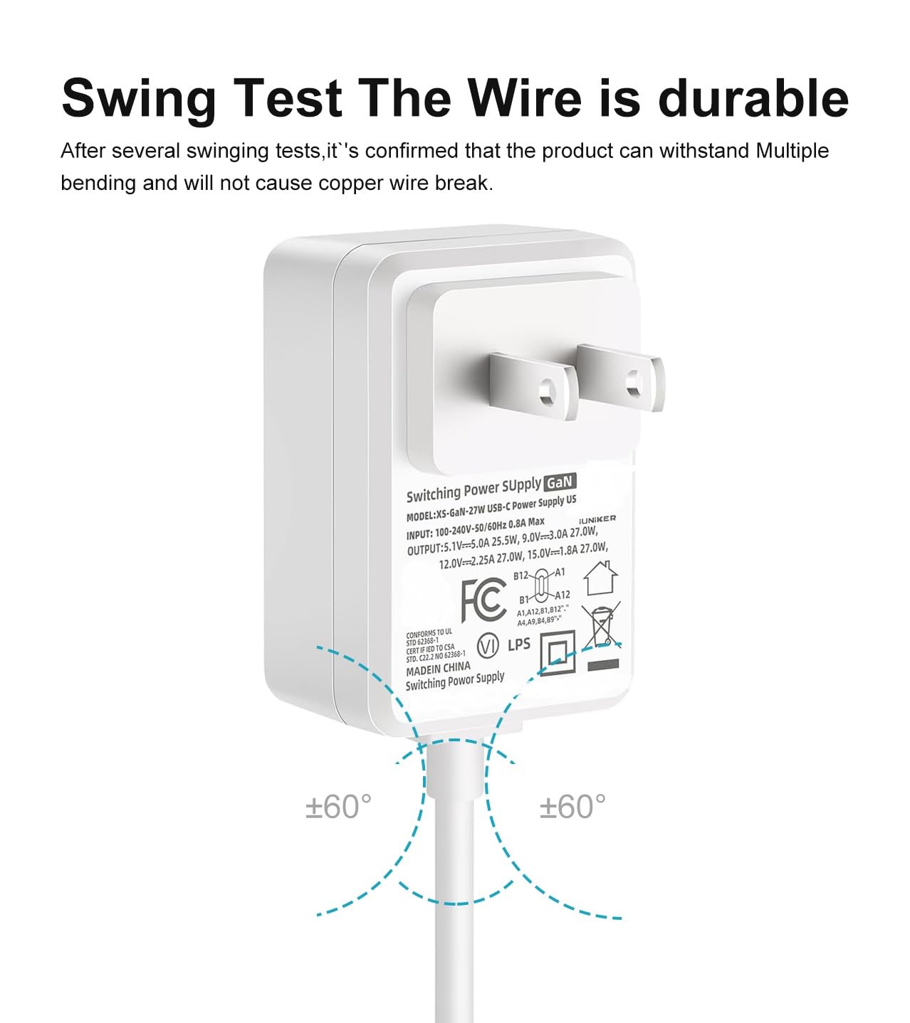Pd 27W Usb C Power Supply 5.1V / 5A Psu Charger For Raspberry Pi 5 White