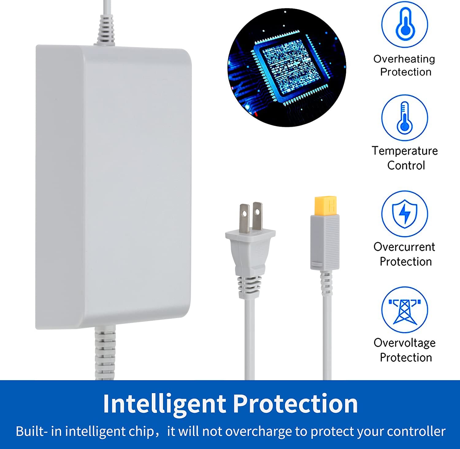 Charger For Wii U Console, Ac Adapter Power Supply Charging Cable Cord Replacement For Nintendo Wii U Console