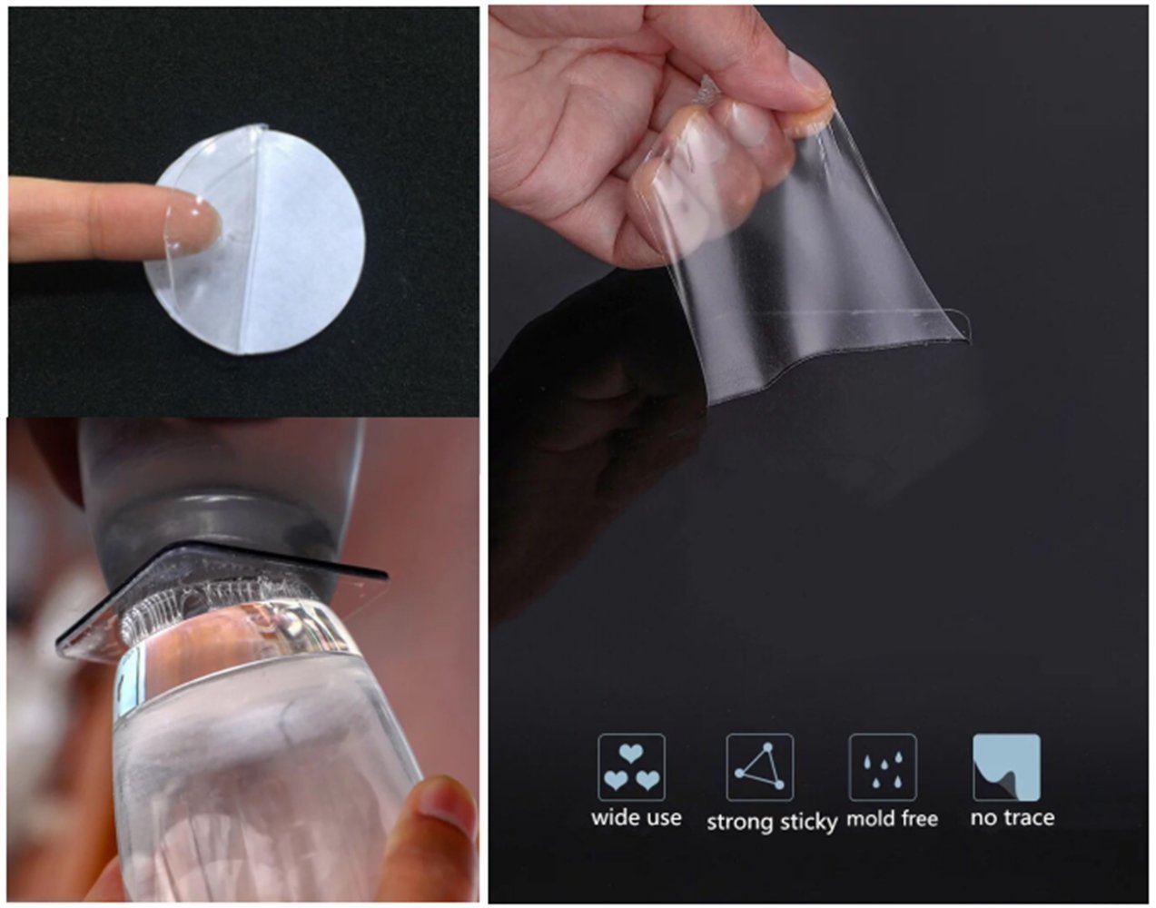 Oyeaa 4 Mounting Tabs 2.36 Inches Double Sided Clear Acrylic Adhesive Disk Round Tough Sticky Tape Perfect For Decorations, Dash