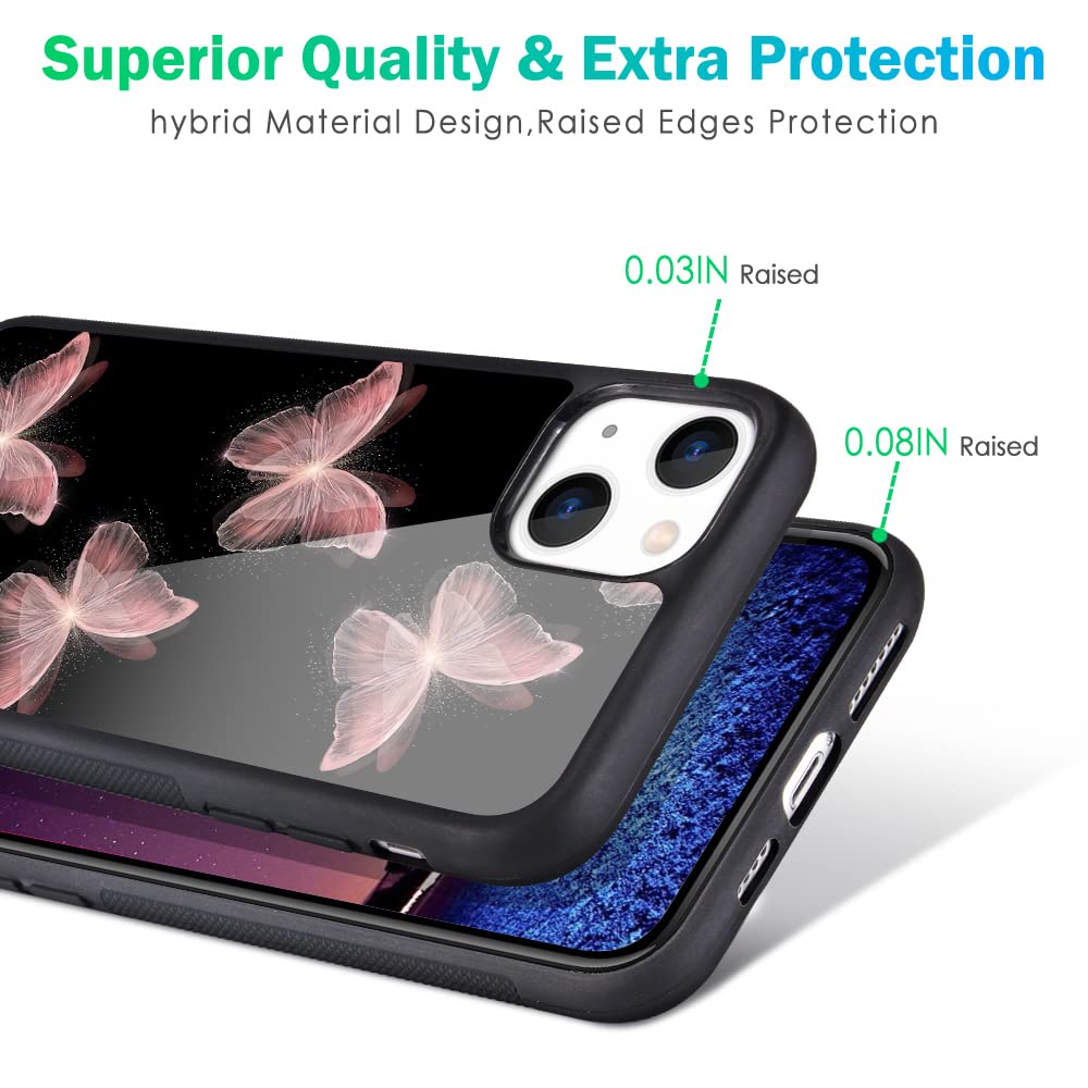 Maycari Compatible With Iphone 13 Case For Children Women Butterfly Design, Hard Back With Animal Pattern Soft Tpu Bumper Protec
