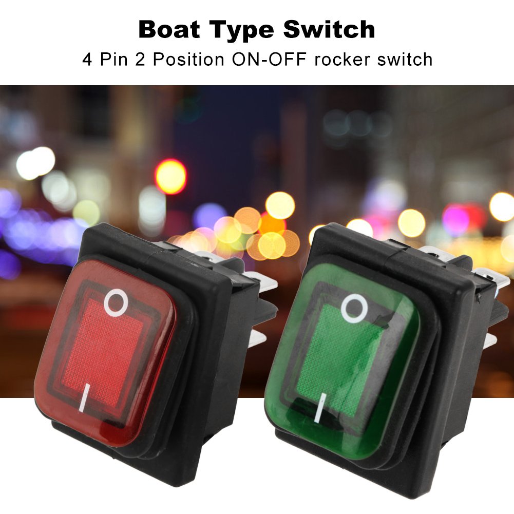 Red Green Light Dpst On Off Snap In Boat Rocker Switch 4 Pin 2 Position Waterproof Dustproof Red Green Lamp Rocker Switch 220V R