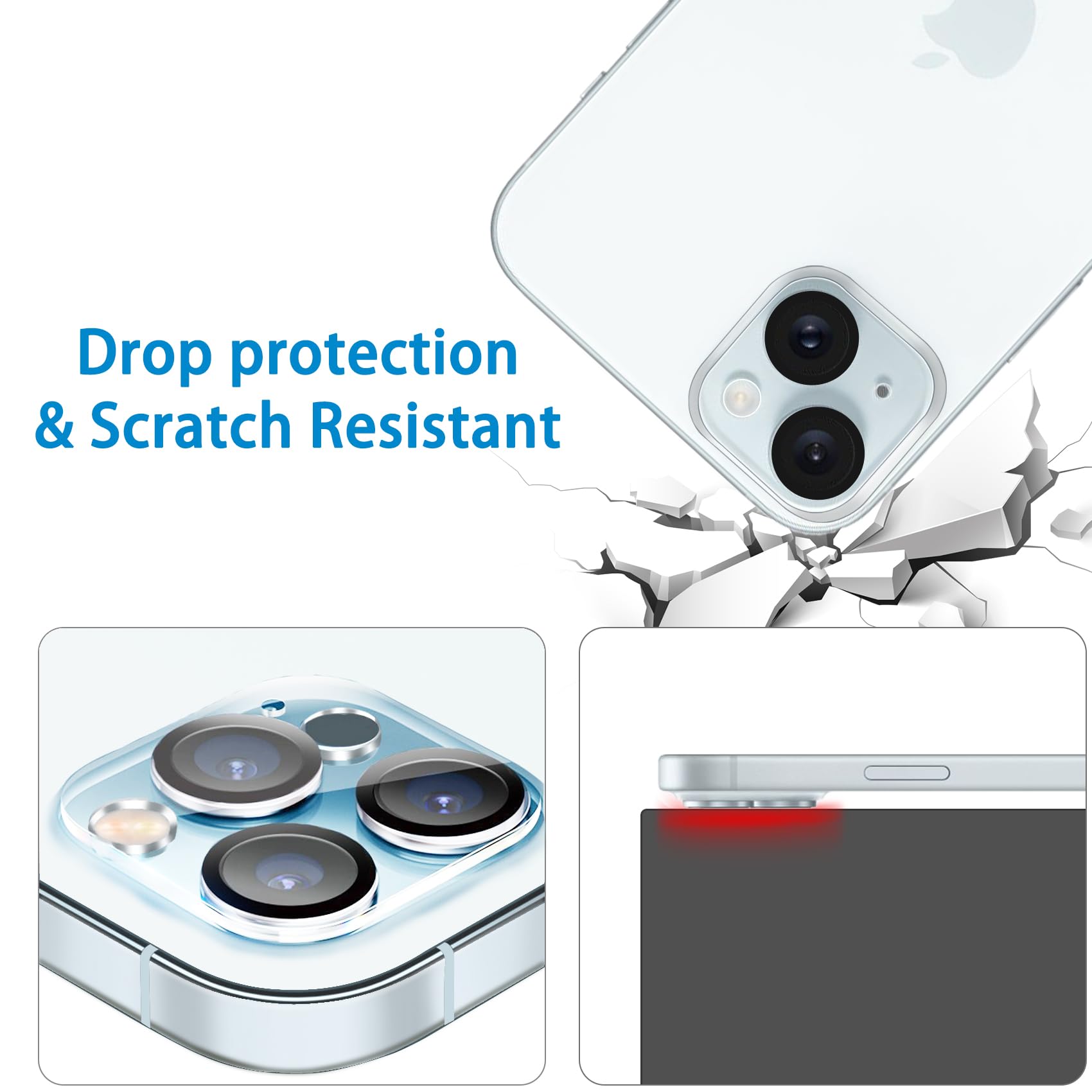 Dengduoduo ?3 Pack? Tempered Glass Camera Lens Protector For Iphone 15 6.1'' & For Iphone 15 Plus 6.7'', Ultra Hd, 9H Hardness,