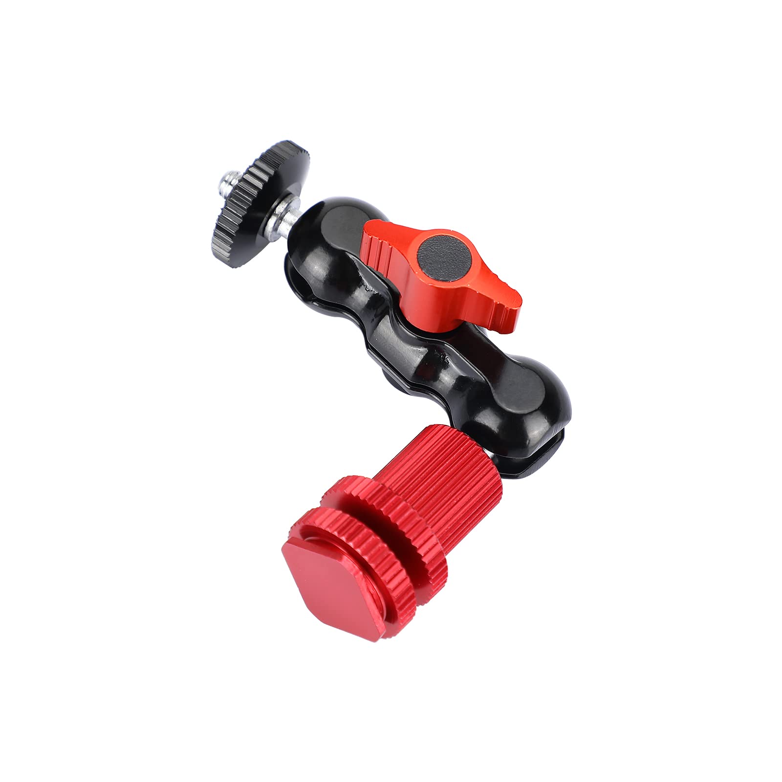 Szrig 360Swivel Ball Head Holder With 1/4'' 20 Screw Mount + Camera Hot Shoe Mount For Dslr Camera Monitor(Red)